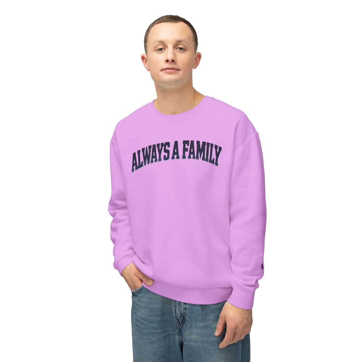 Always a Family Crewneck Sweatshirt — Lightweight White Family Graphic