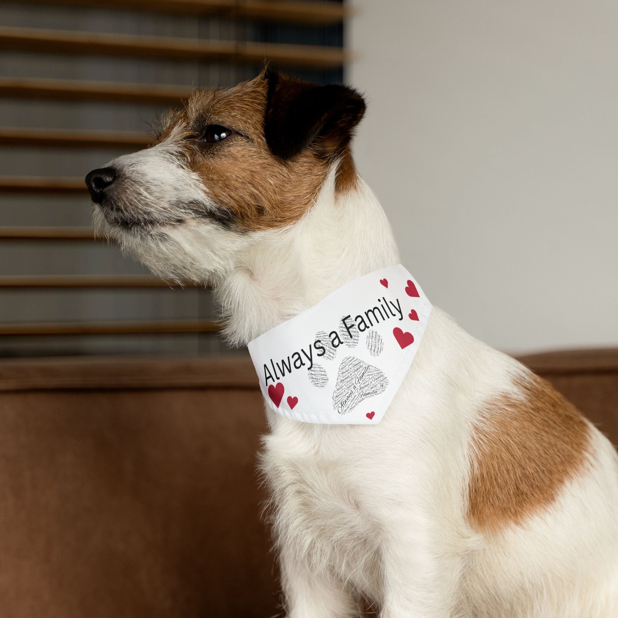 Pet Bandana Collar with Paw Print Word Art — Cute Dog & Cat Accessory