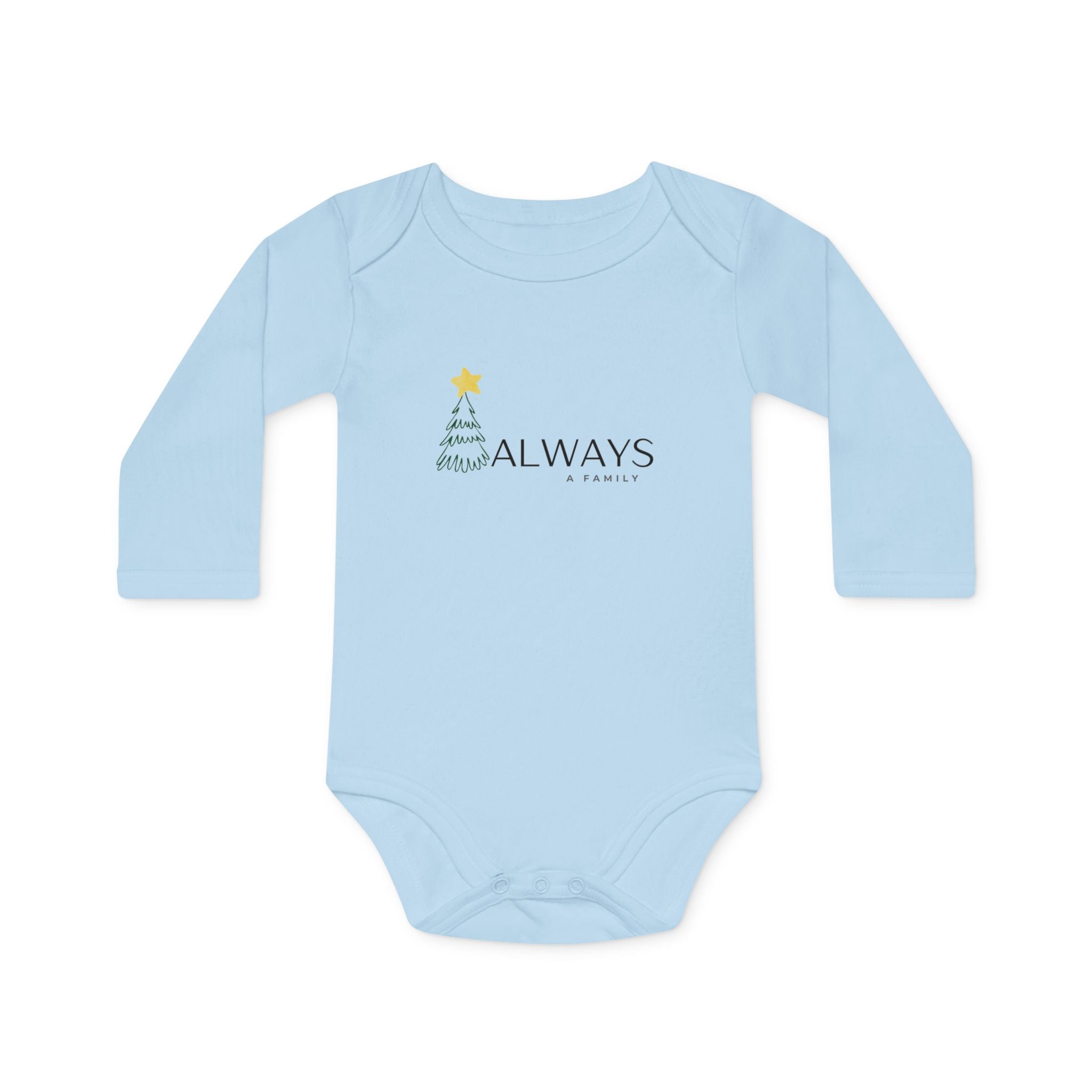 Baby Bodysuit - 'Always a Family' Christmas Tree Organic Long-Sleeve Onesie