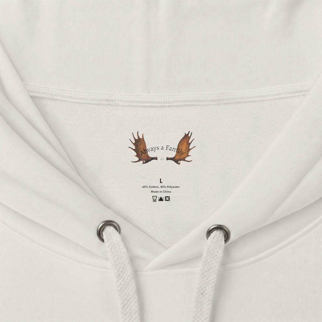 Always a Family Hoodie — Cozy White Script Family Sweatshirt