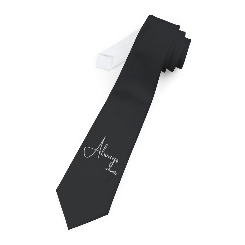 Necktie — Elegant Black 'Always a Family' Signature Tie