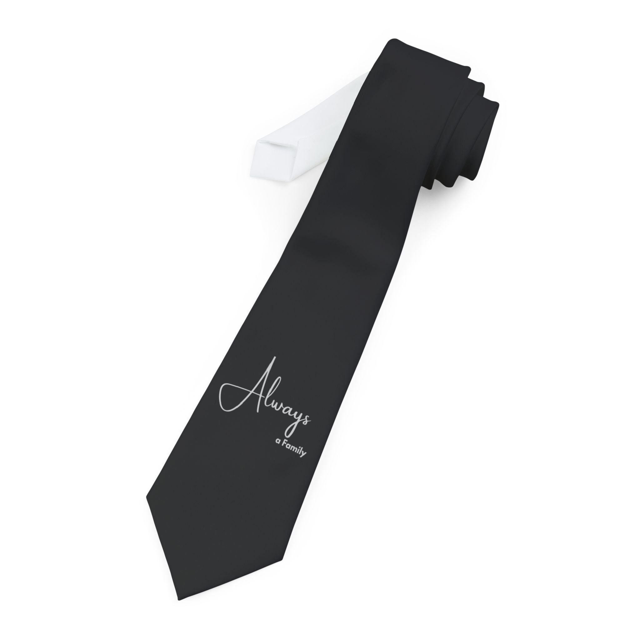 Necktie — Elegant Black 'Always a Family' Signature Tie