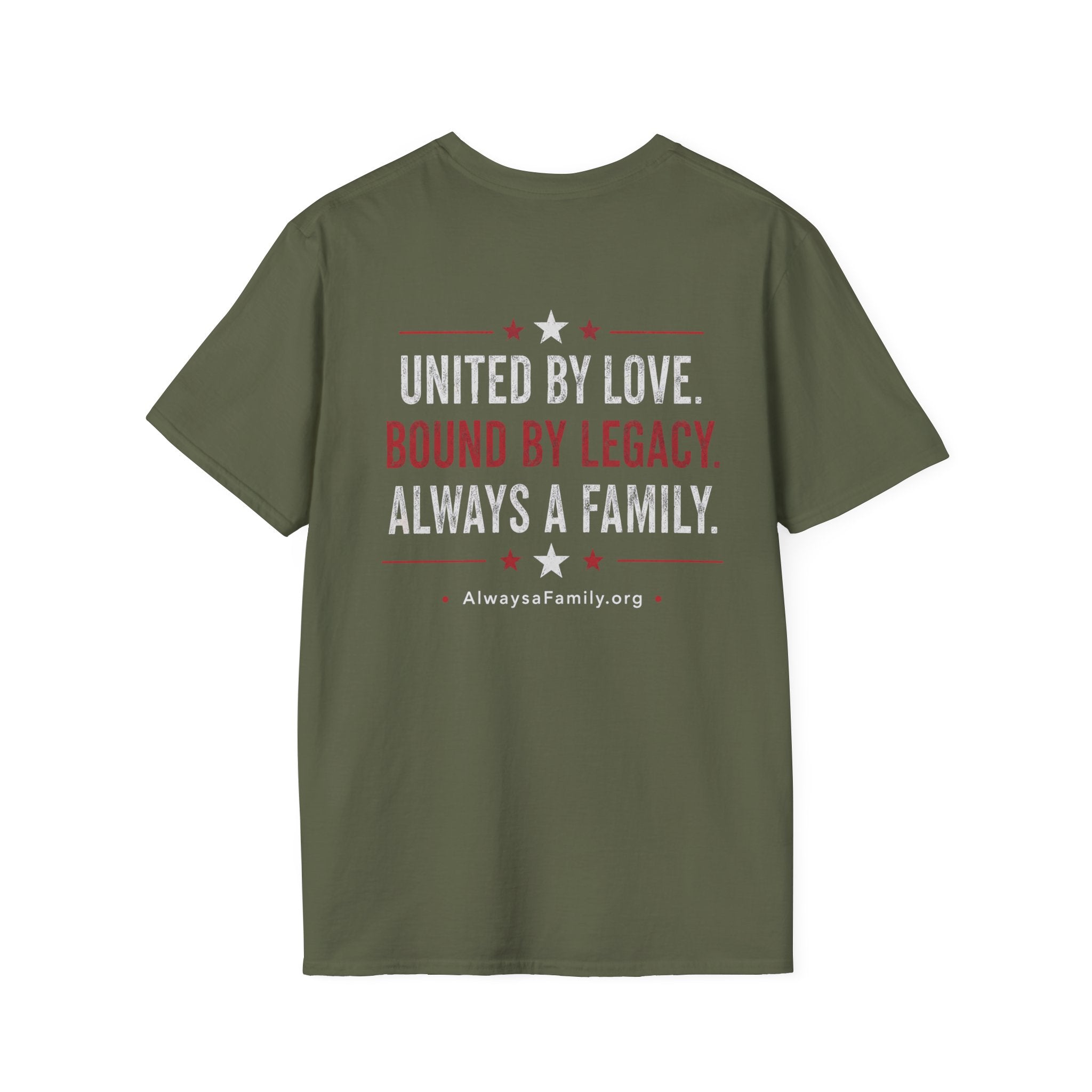 Always a Family T-Shirt — Patriotic Heart Freedom, Family, Legacy Tee