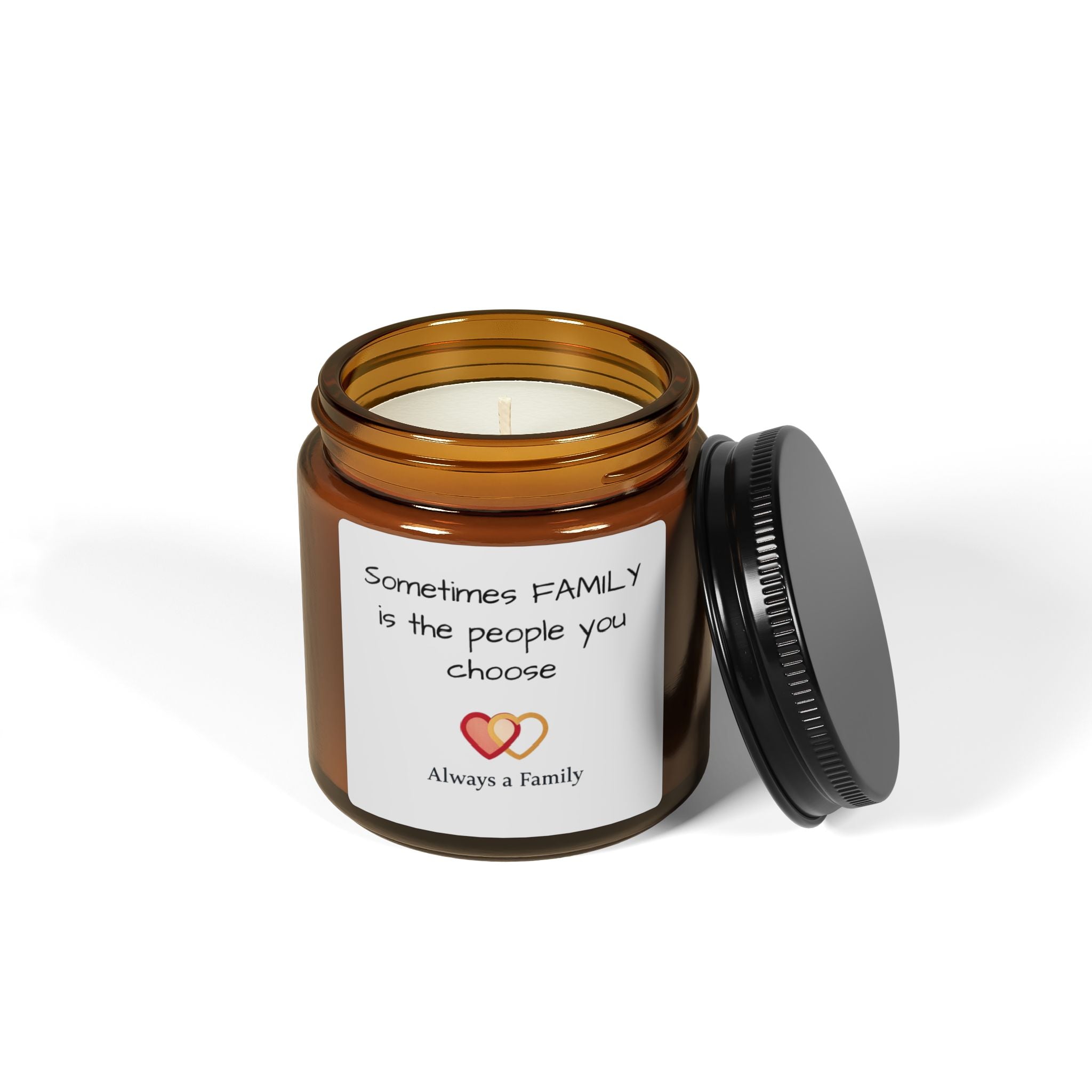 “Sometimes Family Is The People You Choose” Amber Soy Candle – Scented Gift Jar
