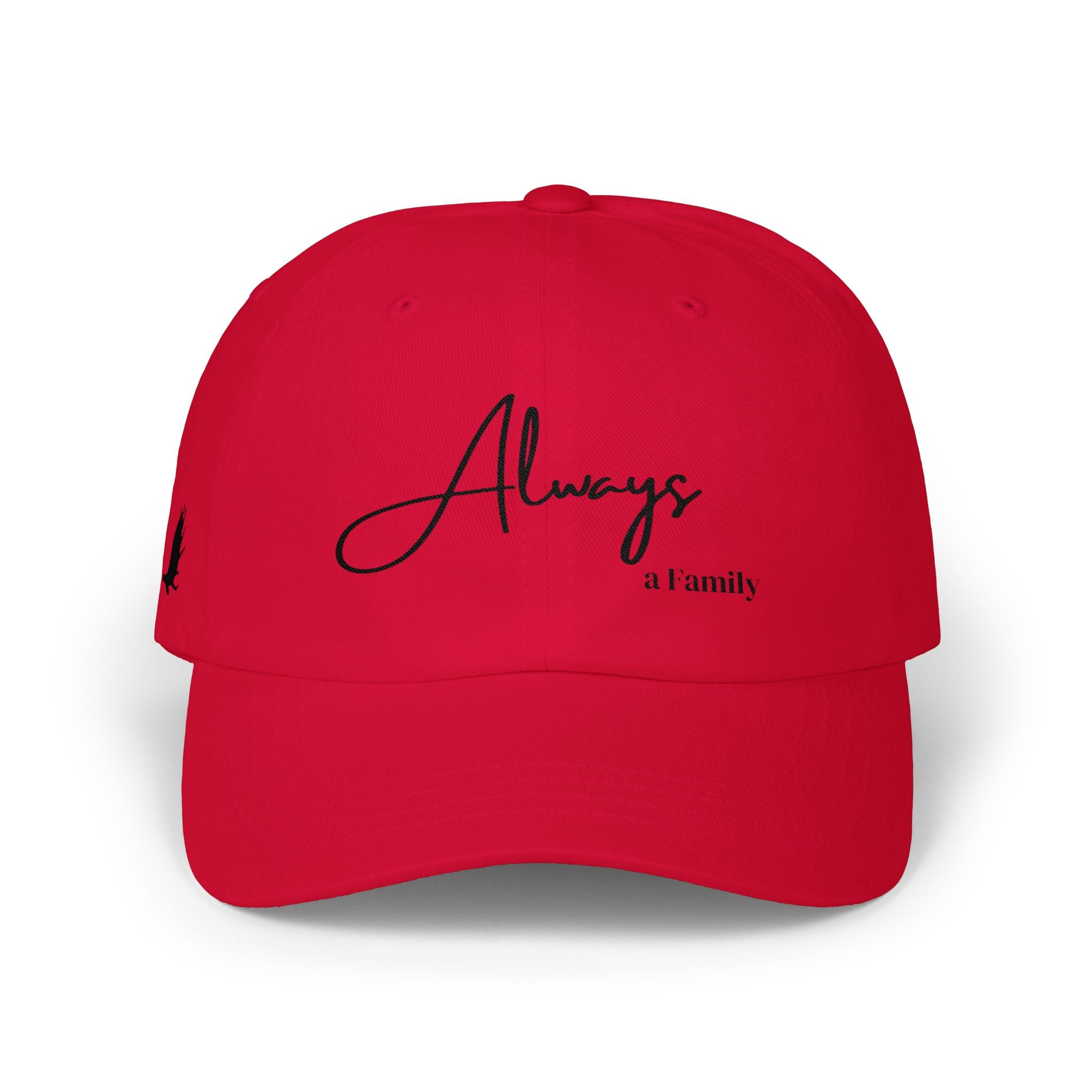 Always a Family Dad Cap – Minimal Script Embroidered Baseball Hat