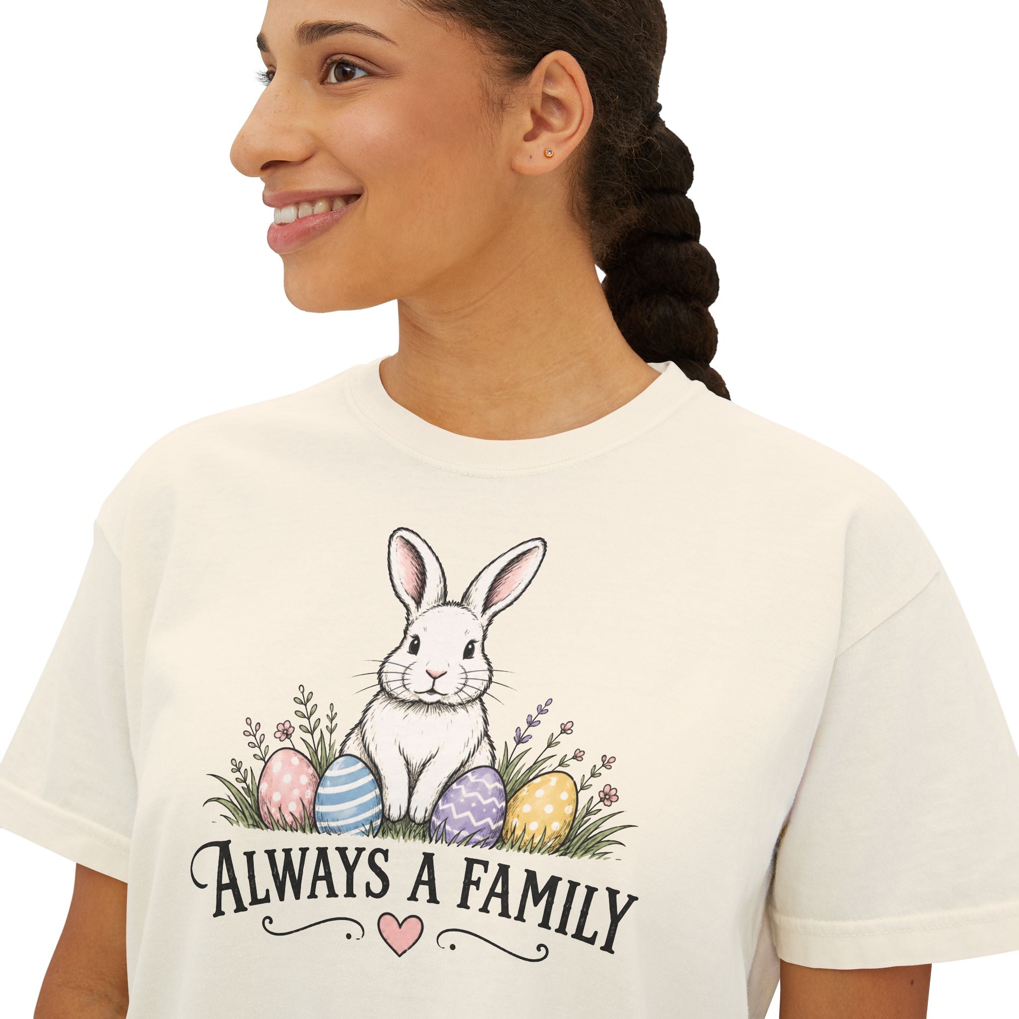 "Always a Family" Easter Women's Boxy Tee