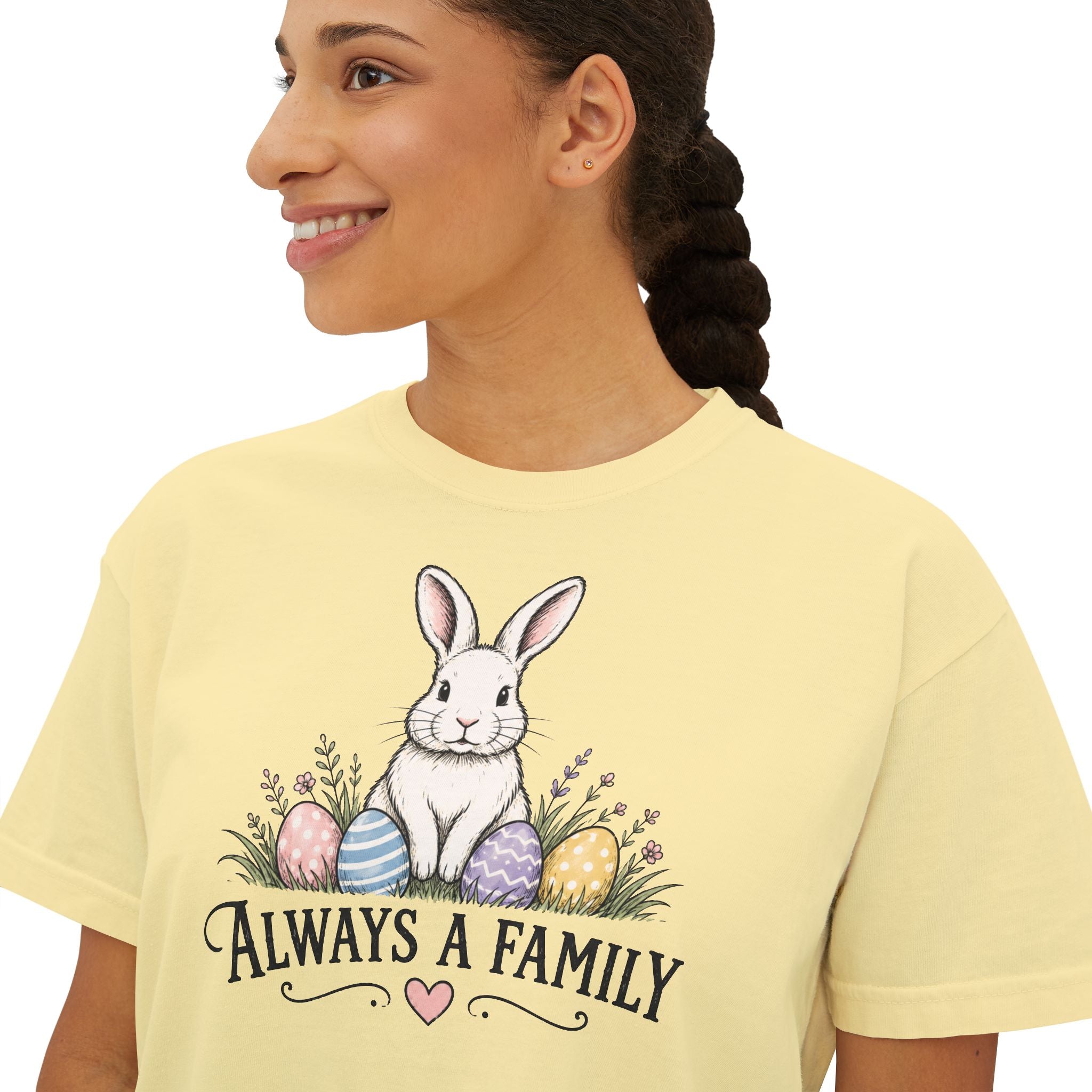 "Always a Family" Easter Women's Boxy Tee