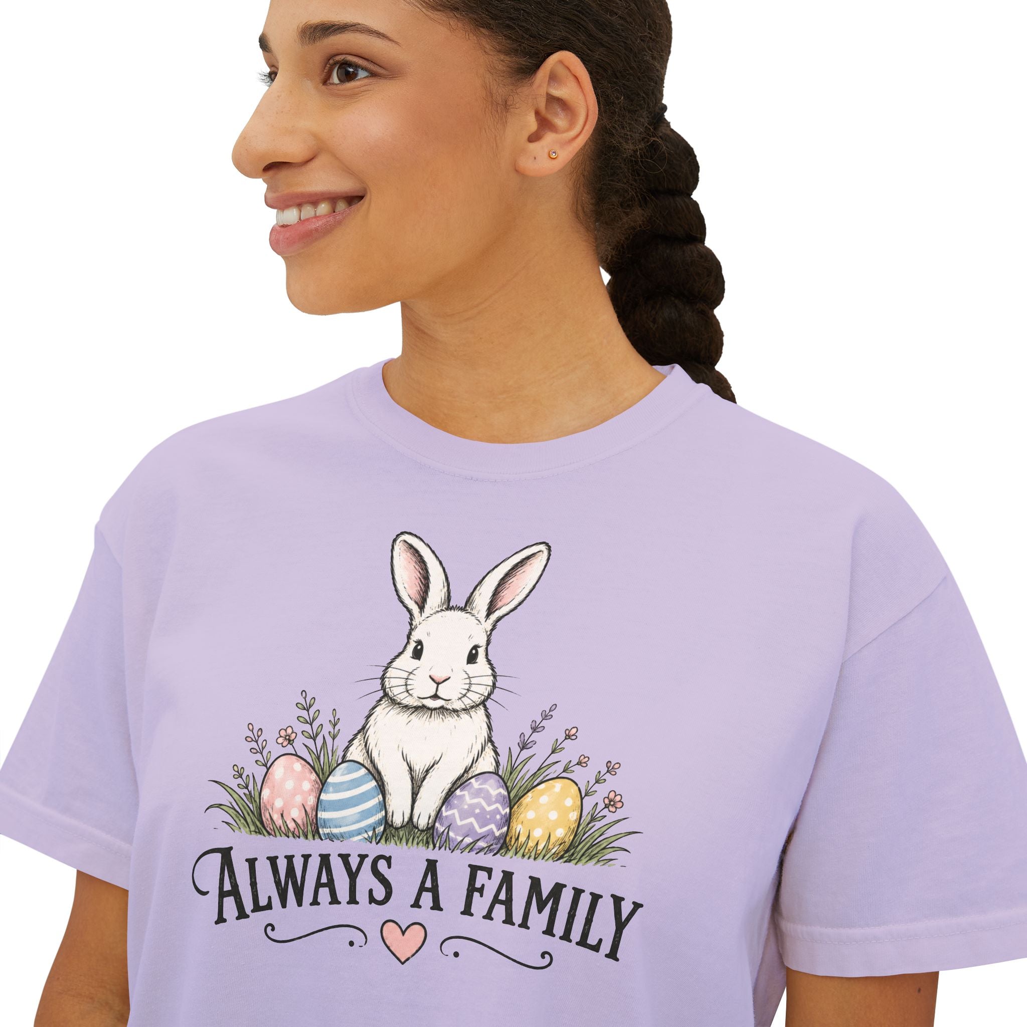 "Always a Family" Easter Women's Boxy Tee