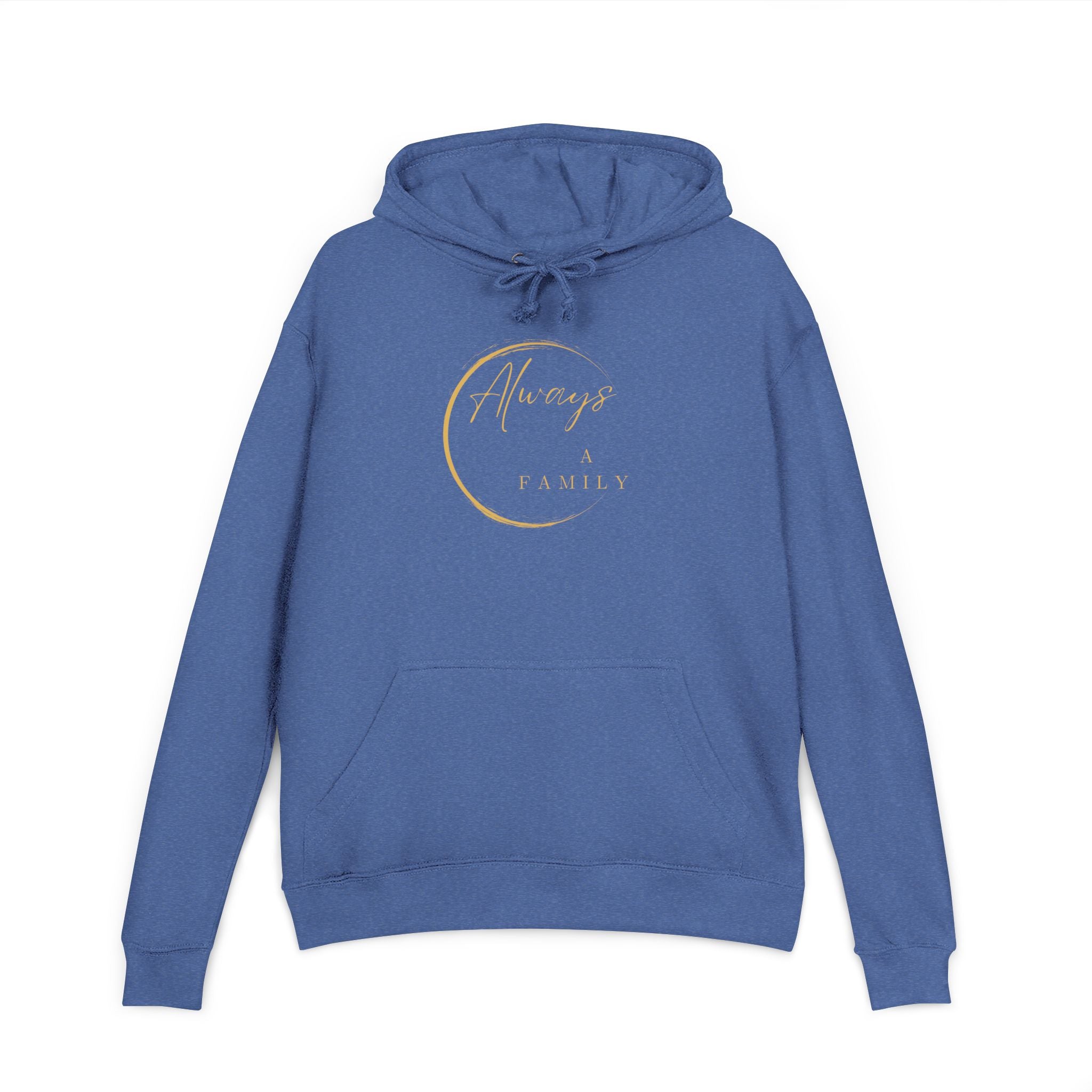 Hoodie — "Always a Family" Gold Crescent Pullover