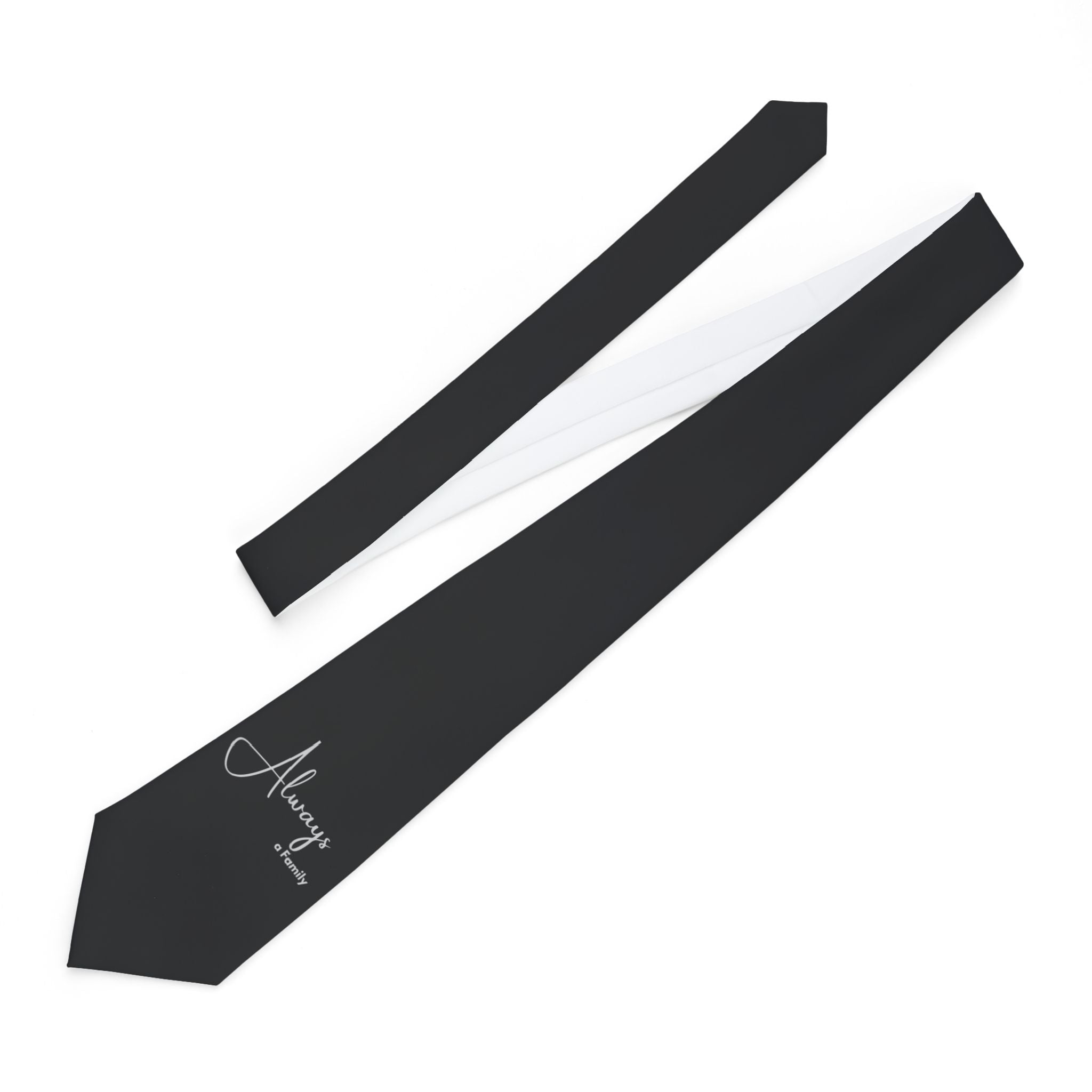 Necktie — Elegant Black 'Always a Family' Signature Tie