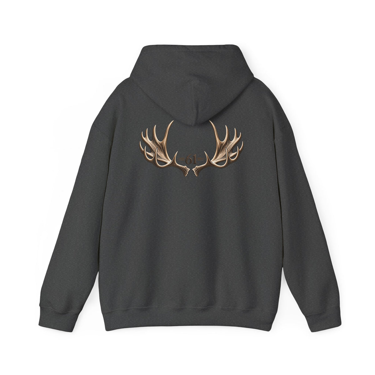Always a Family Hoodie — Antler Graphic "61" Back Print, Cozy Family