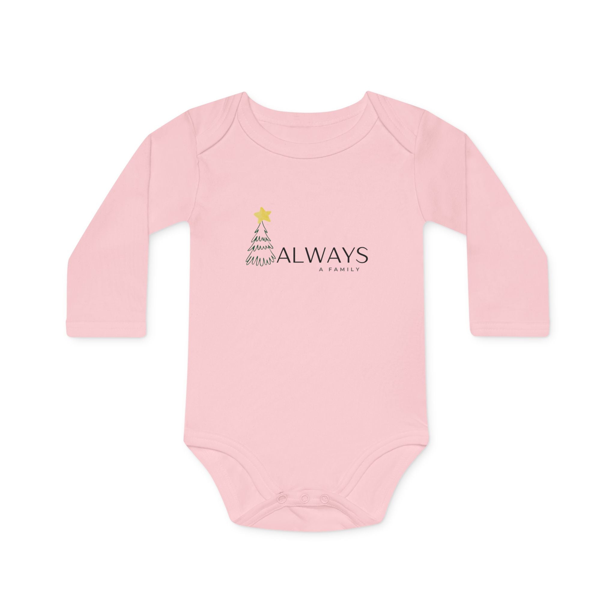 Baby Bodysuit - 'Always a Family' Christmas Tree Organic Long-Sleeve Onesie