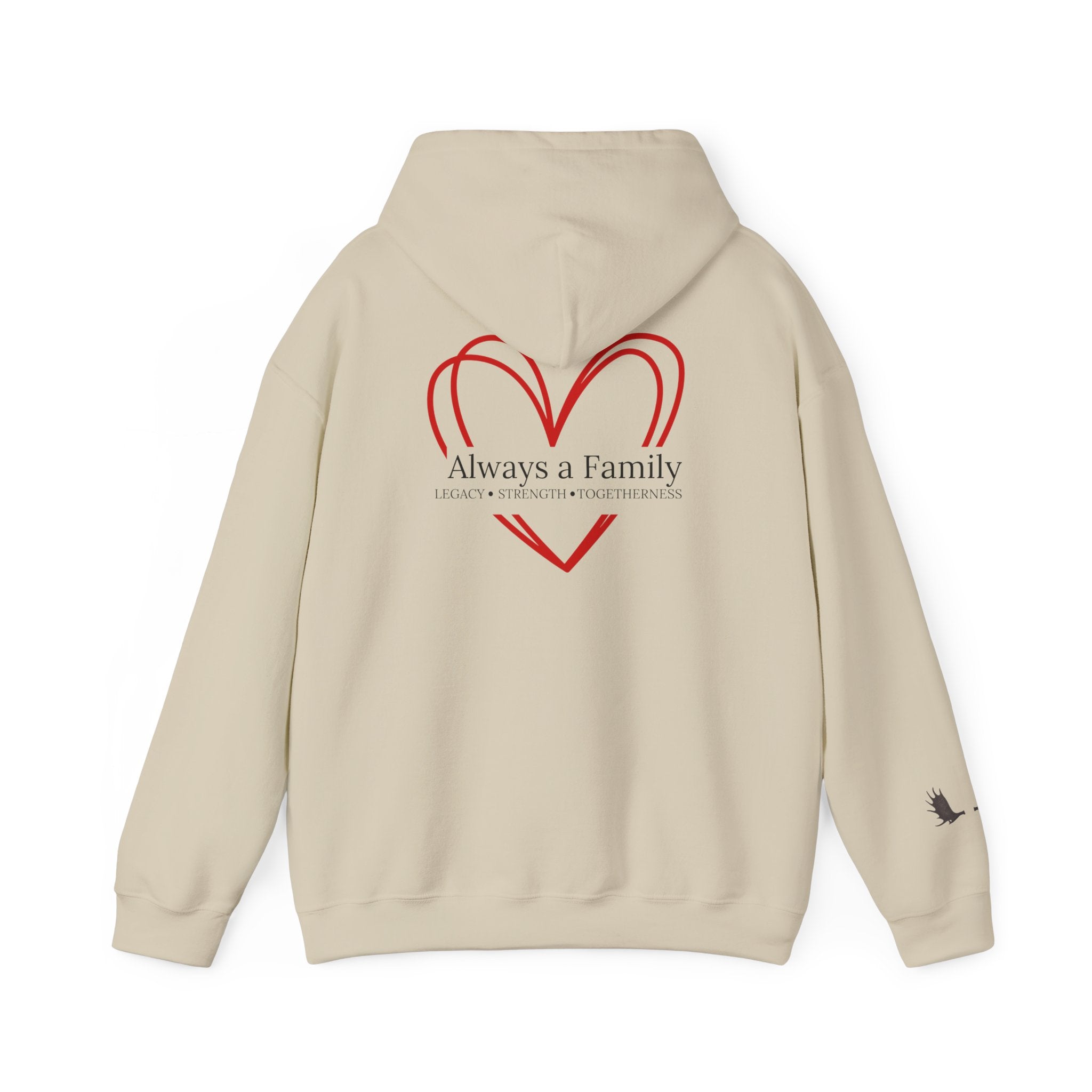 Hoodie — "Always a Family" Heart & Antlers Pullover