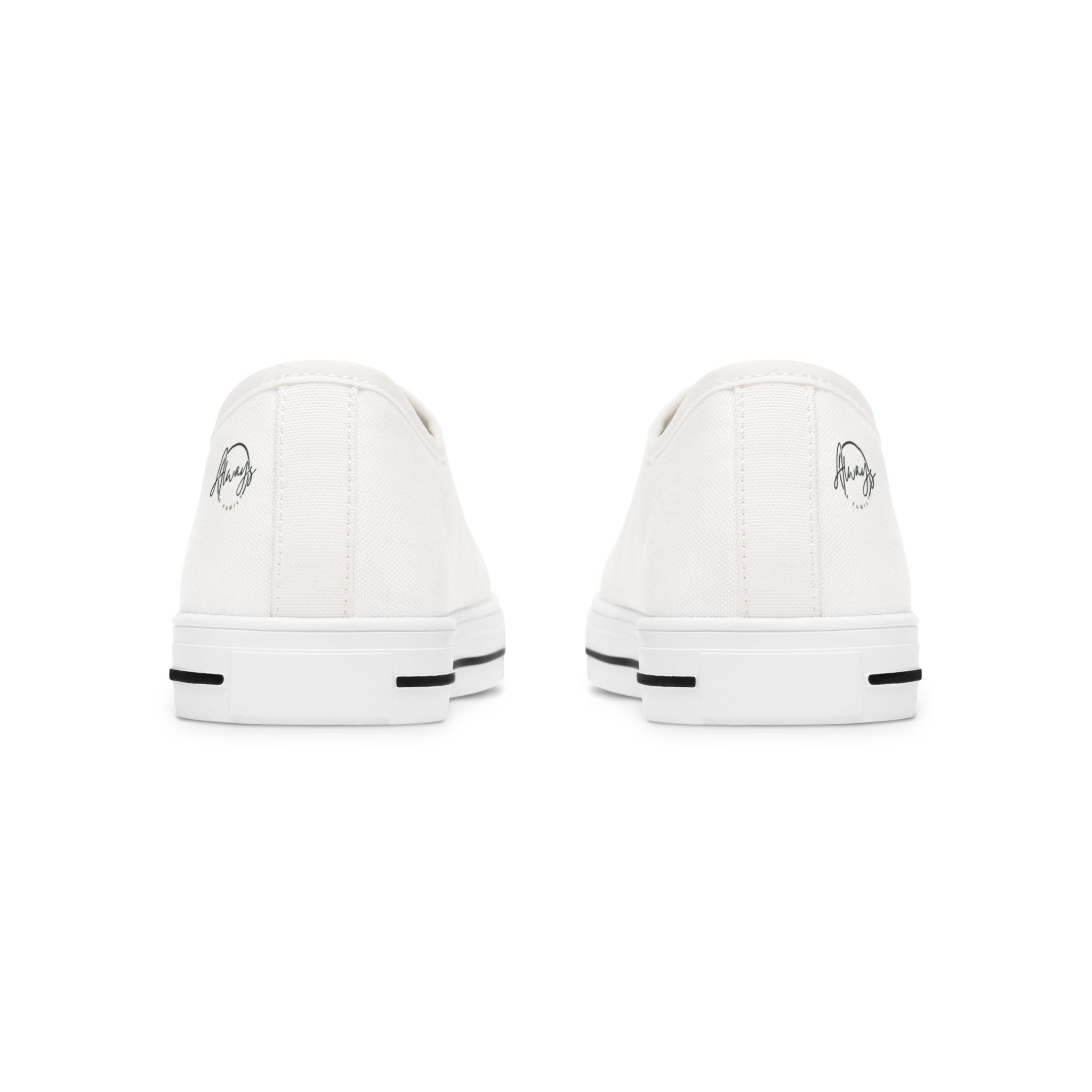 Low Top Sneakers — «Always» Script White Canvas Casual Shoes