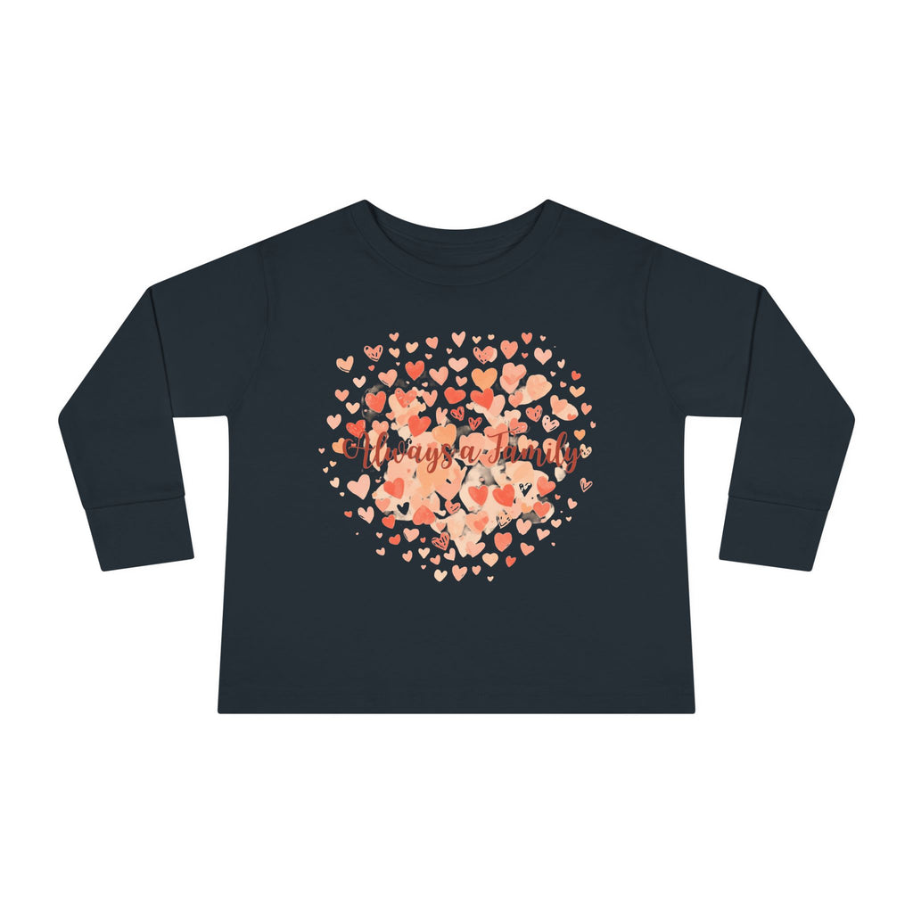 Toddler Long Sleeve Tee - 'Always a Family' Heart Watercolor Kids Shirt
