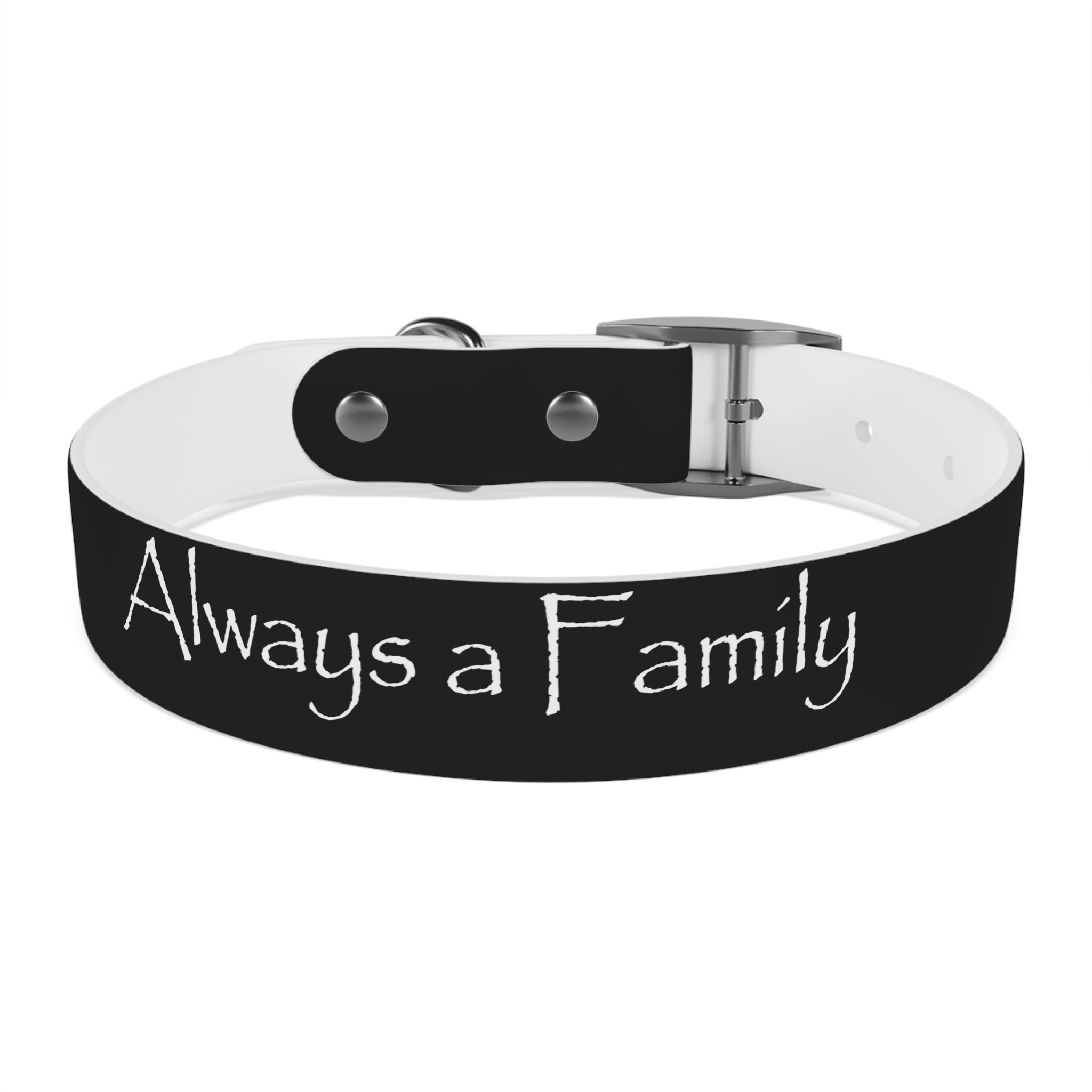 Dog Collar — "Always a Family" Personalized Black Chalkboard Pet Collar