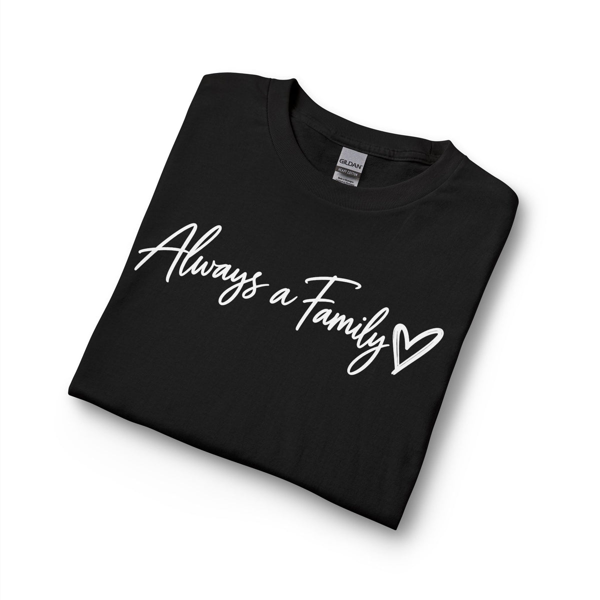 Always a Family Long Sleeve Tee — Script Heart Design
