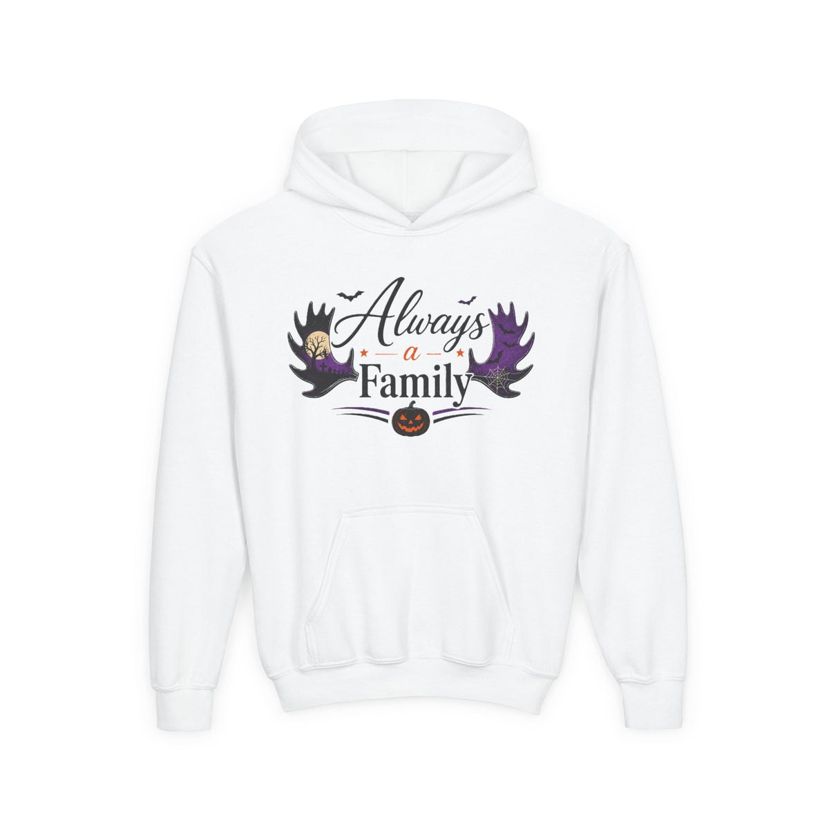 Always a Family Youth Hoodie — Cute Halloween Kids Sweatshirt