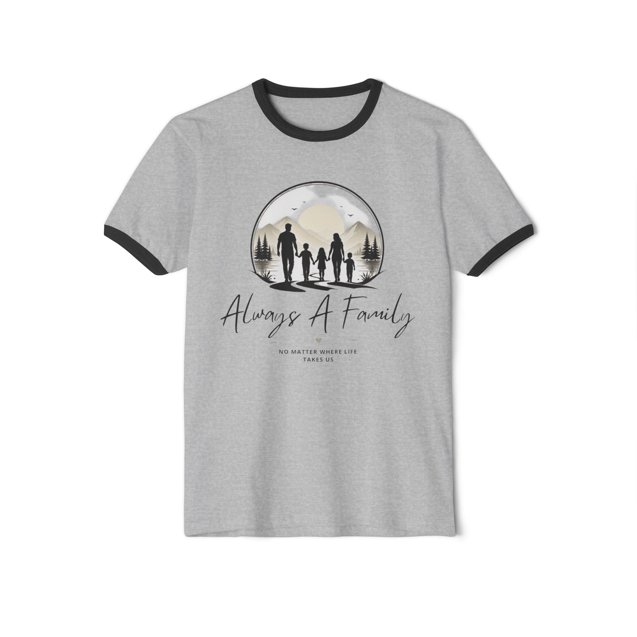 Always A Family Ringer T‑Shirt — Silhouette Family Adventure Tee