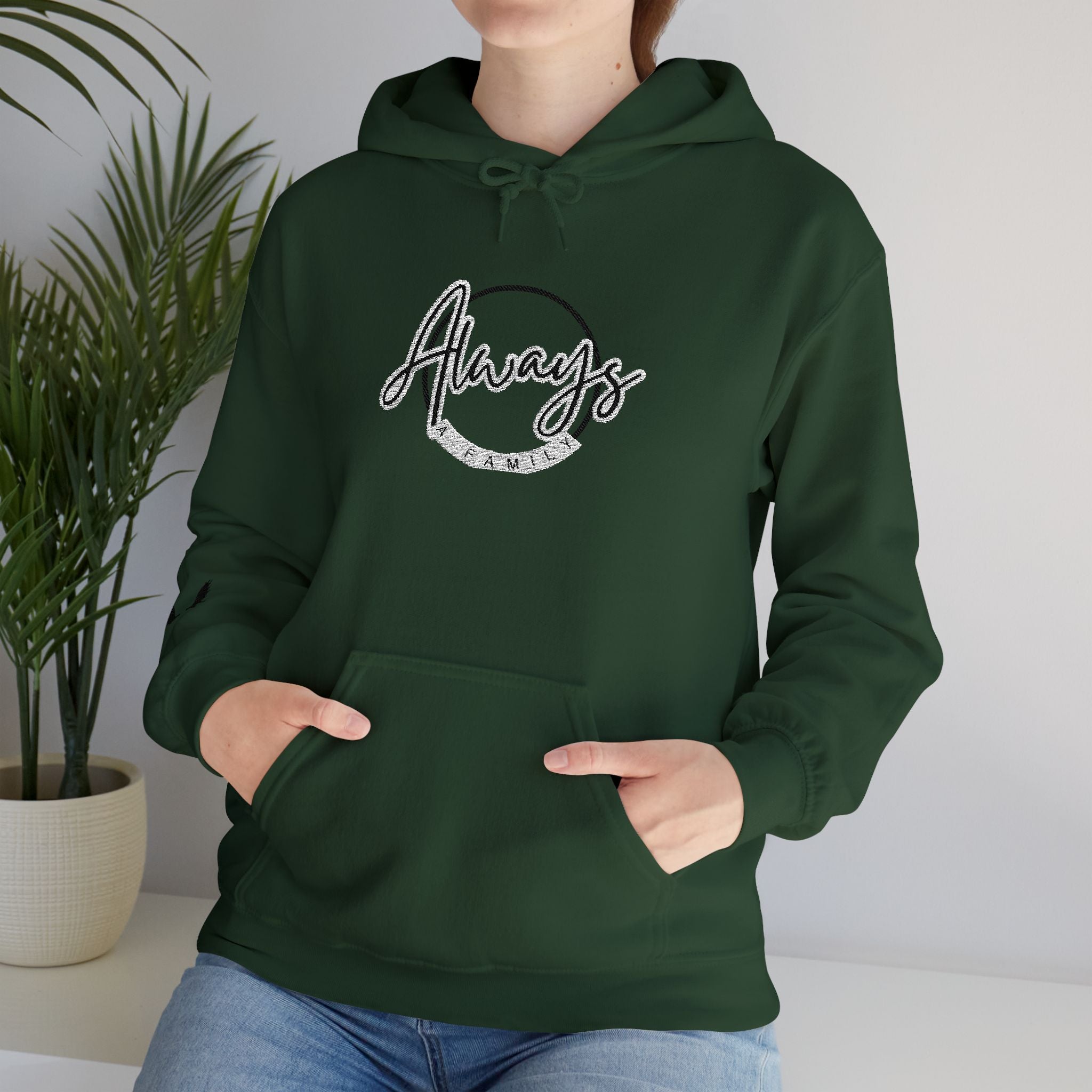 Always a Family Script Hoodie —  Unisex Graphic Pullover