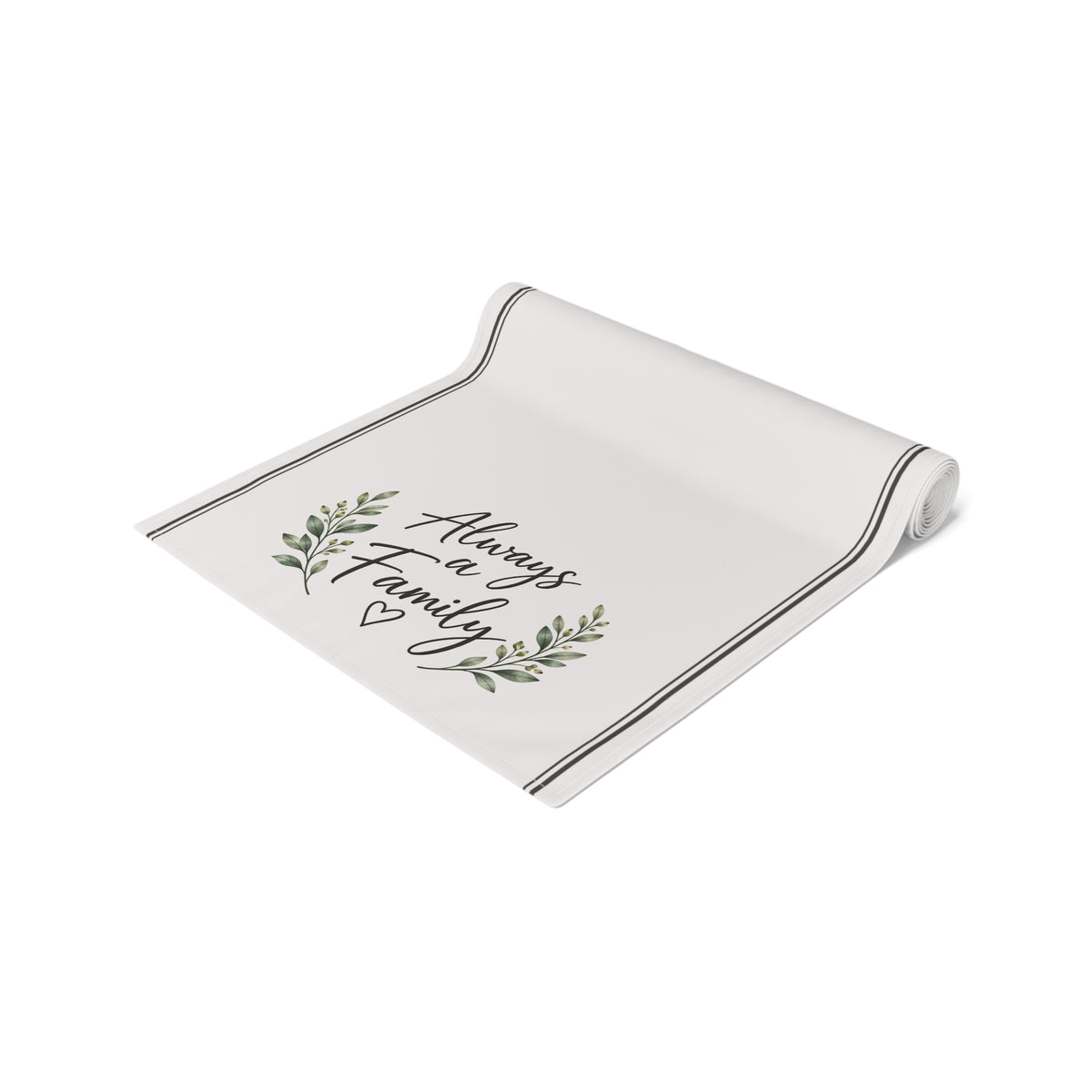 Table Runner - "Always a Family" Farmhouse Cotton-Blend Holiday & Everyday Decor
