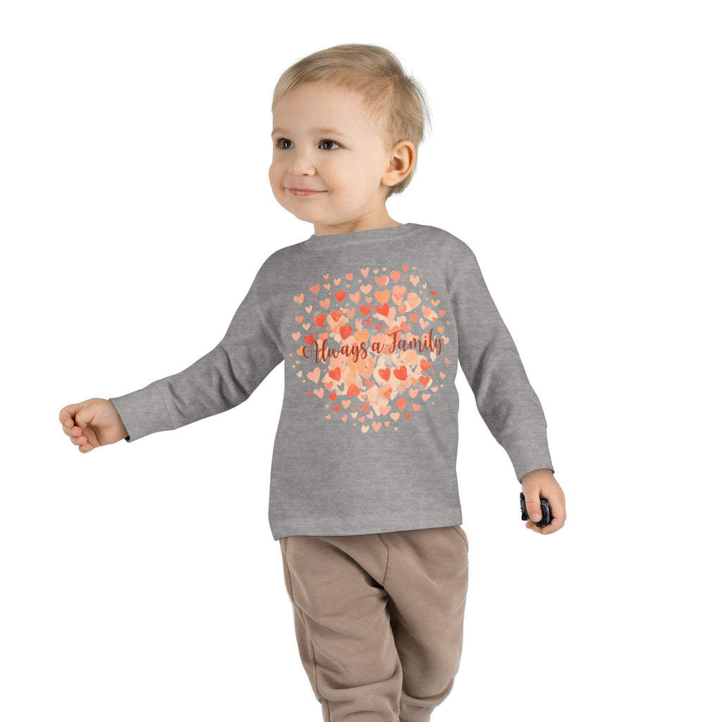 Toddler Long Sleeve Tee - 'Always a Family' Heart Watercolor Kids Shirt