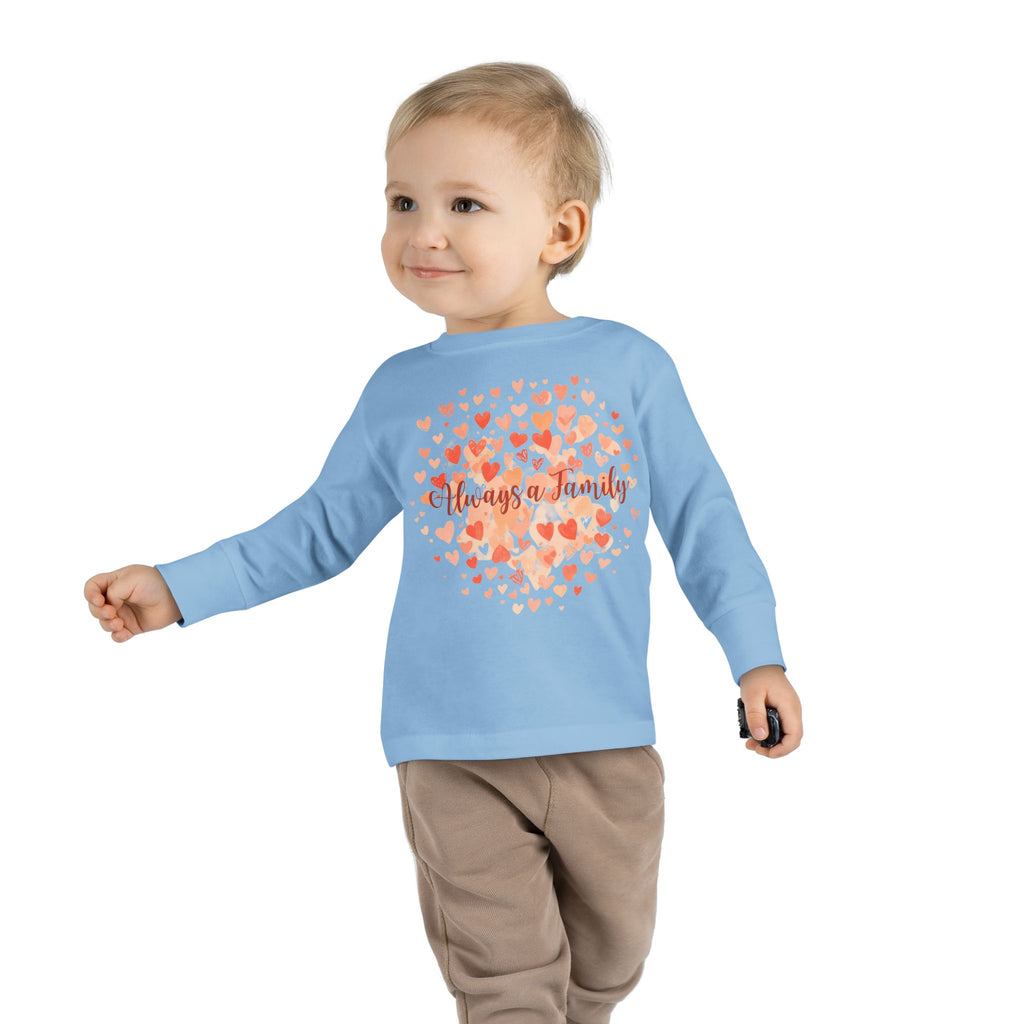 Toddler Long Sleeve Tee - 'Always a Family' Heart Watercolor Kids Shirt