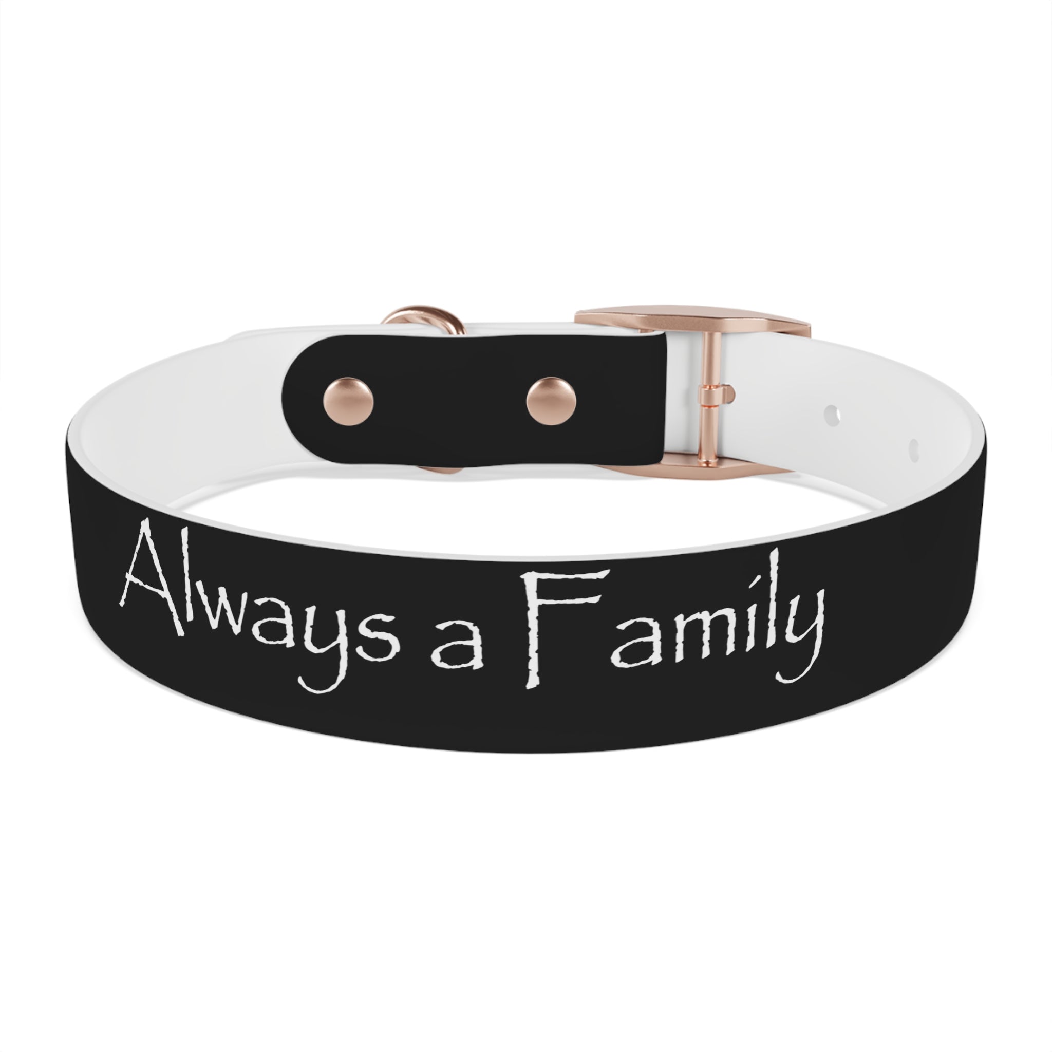 Dog Collar — "Always a Family" Personalized Black Chalkboard Pet Collar