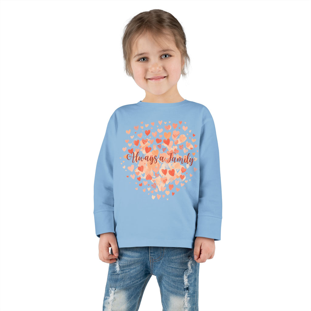 Toddler Long Sleeve Tee - 'Always a Family' Heart Watercolor Kids Shirt