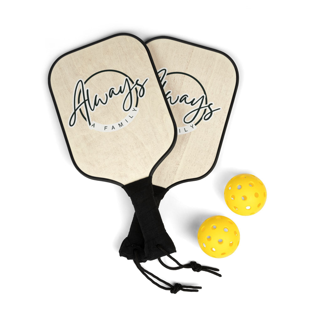 Always Family Pickleball Paddle Set — Personalized Wooden Pickleball Kit (2 Paddles + Balls)