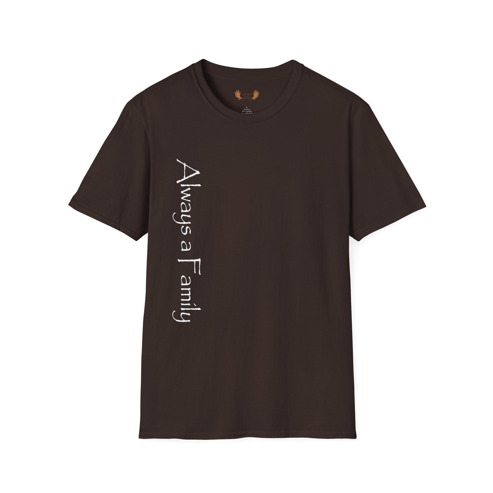 Always a Family Vertical Script Black T-Shirt – Family Pride Tee