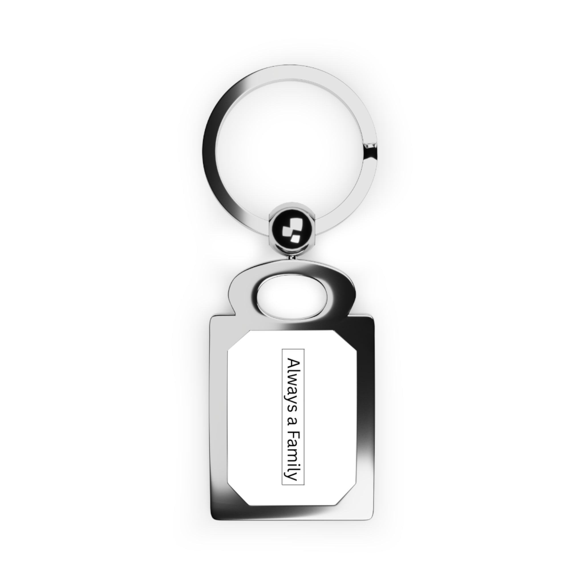 Rectangle Photo Keyring — Personalized Photo or Text Metal Keychain ("Always a Family")