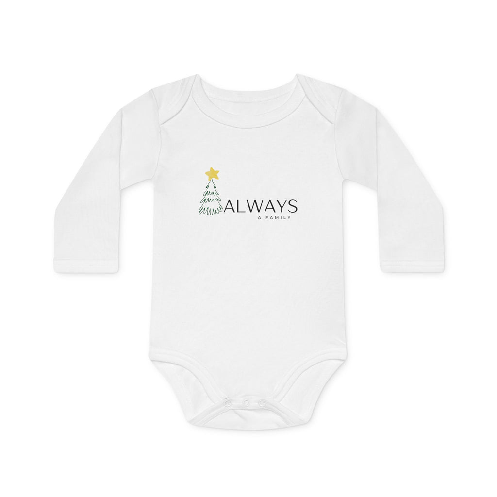 Baby Bodysuit - 'Always a Family' Christmas Tree Organic Long-Sleeve Onesie