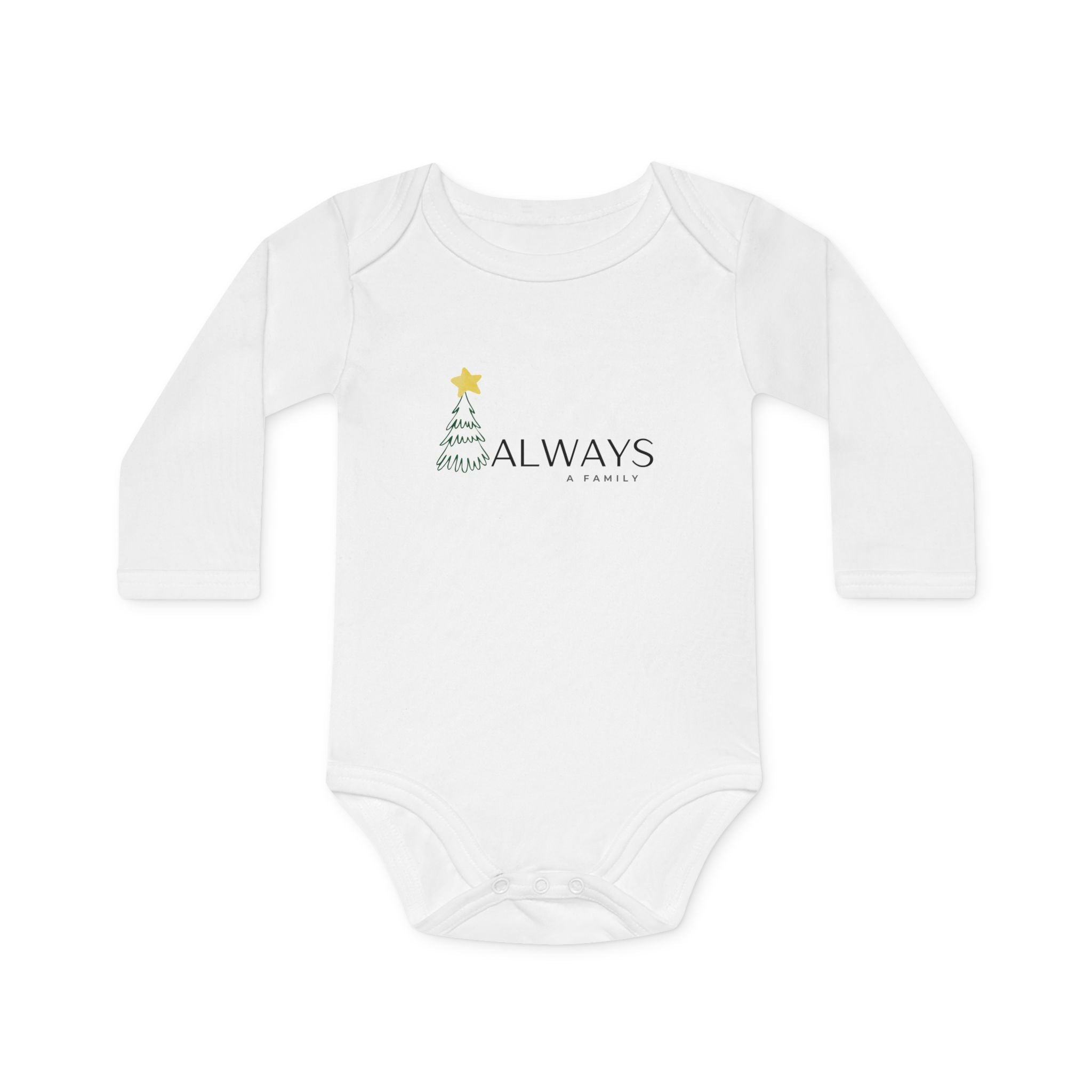 Baby Bodysuit - 'Always a Family' Christmas Tree Organic Long-Sleeve Onesie