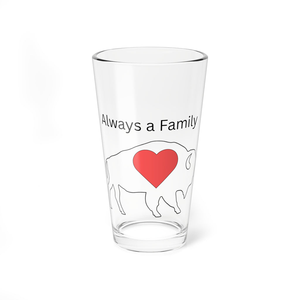 Mixing Glass - "Always a Family" Love Buffalo 16oz Pint Glass