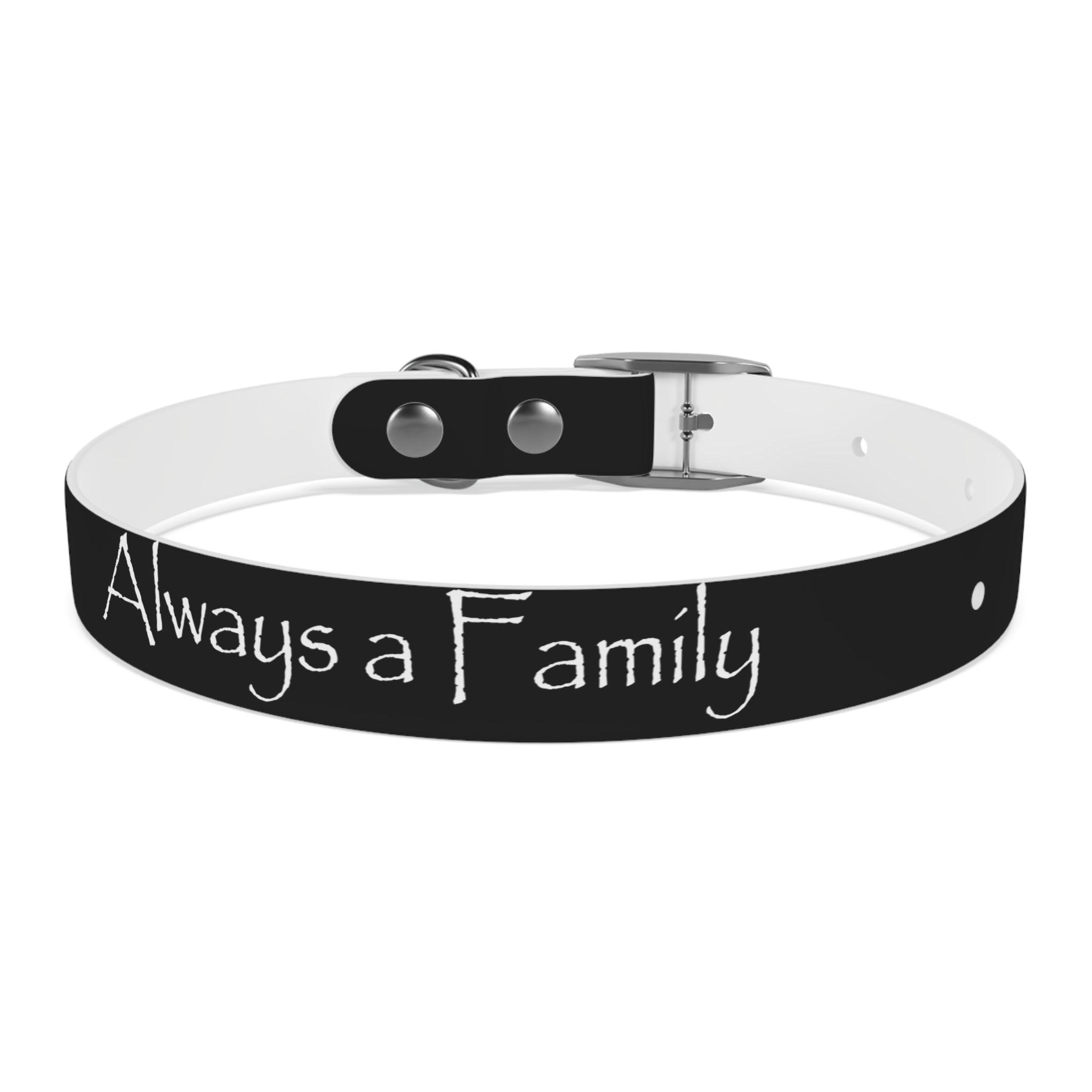Dog Collar — "Always a Family" Personalized Black Chalkboard Pet Collar