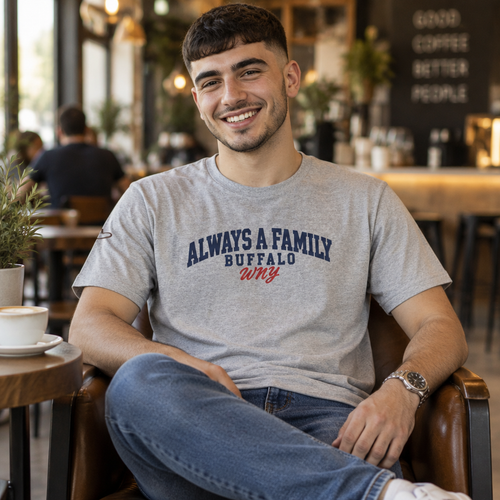 "Always a Family" Buffalo Tee — Family Pride Graphic T‑Shirt