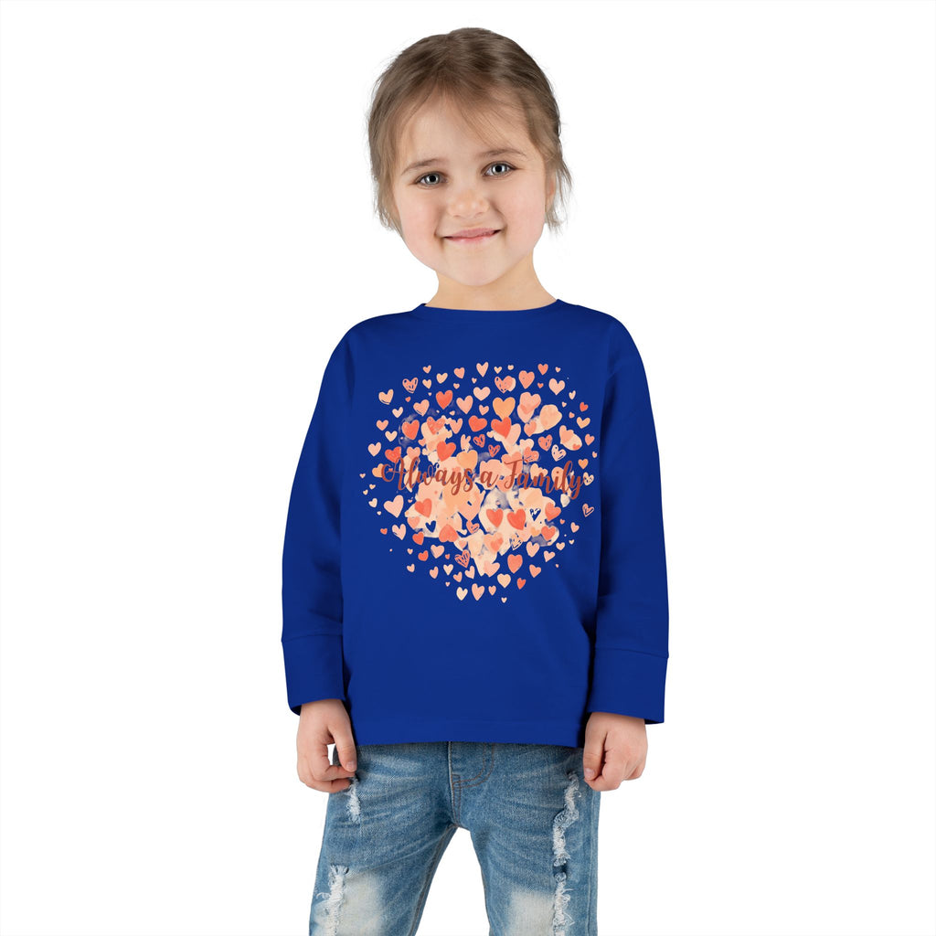 Toddler Long Sleeve Tee - 'Always a Family' Heart Watercolor Kids Shirt