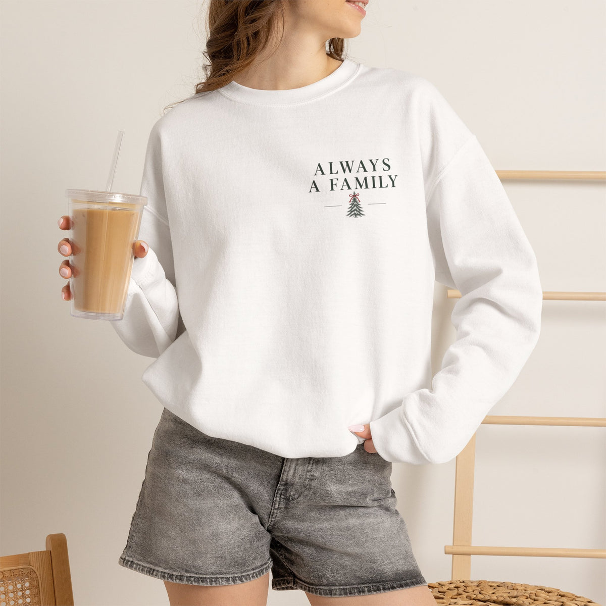 Family Is the Tradition Christmas Sweatshirt — "Always a Family" Crewneck