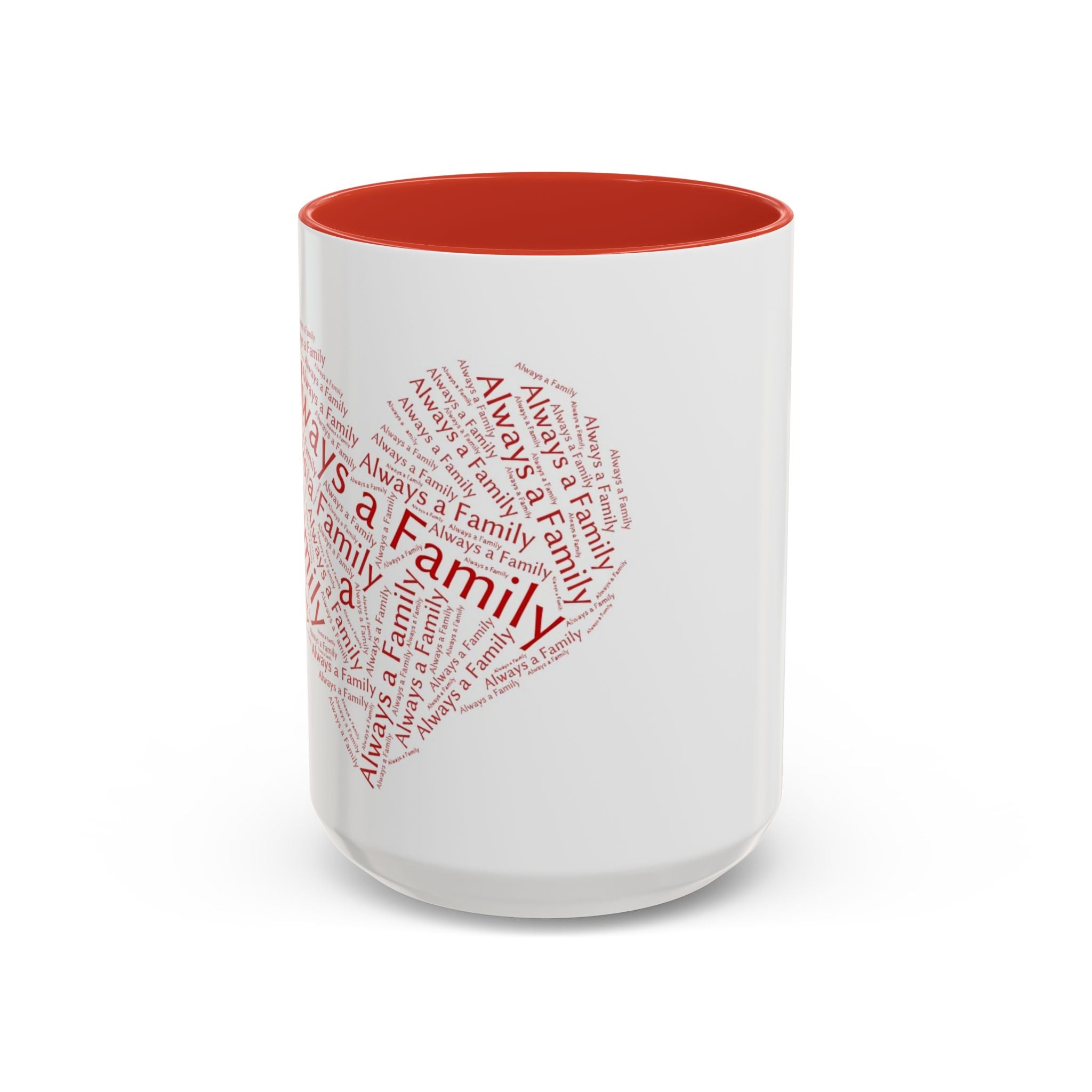 Family Heart Word-Cloud Accent red  Coffee Mug — "Always a Family"