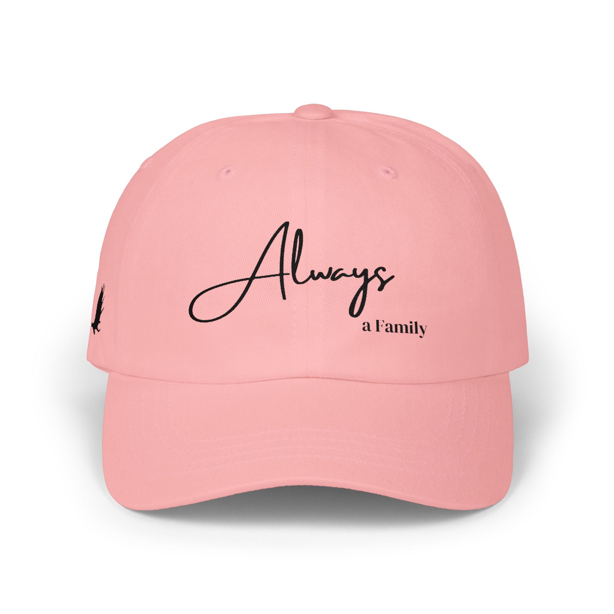 Always a Family Dad Cap – Minimal Script Embroidered Baseball Hat