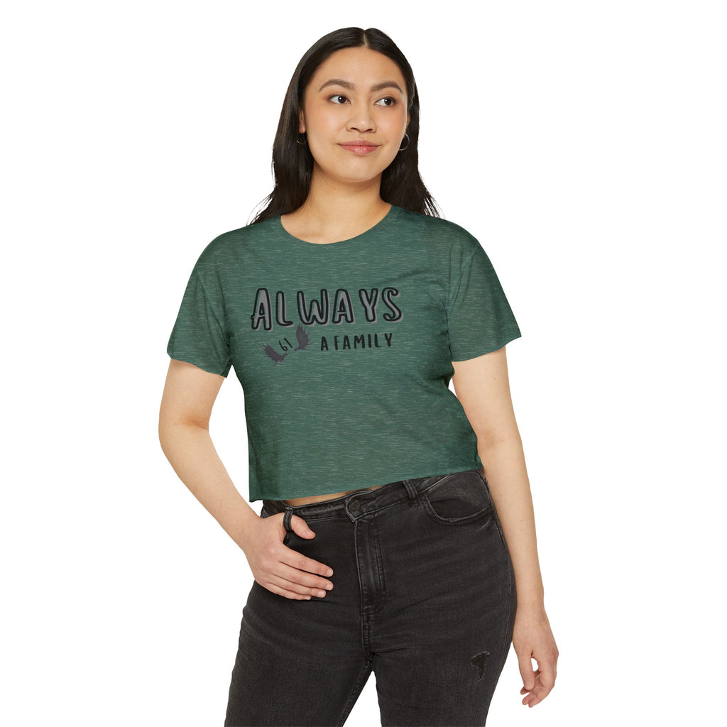 Always a Family signature 61 moose antlers  Relaxed Crop Tee
