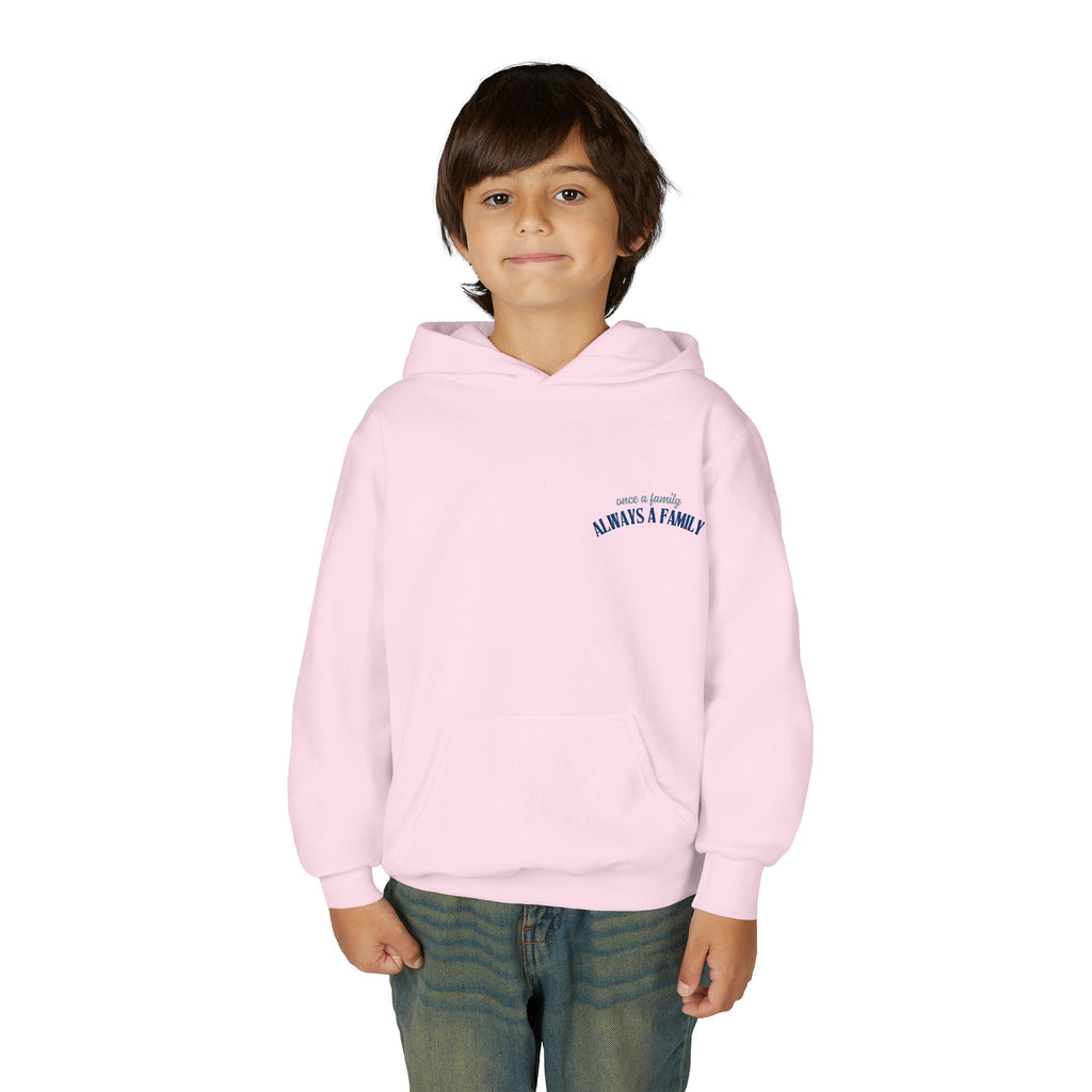 Youth Hoodie - "Always a Family" Minimal Chest Logo Kids Sweatshirt