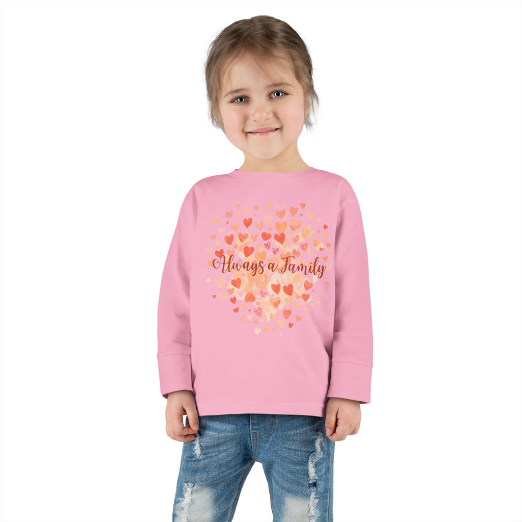 Toddler Long Sleeve Tee - 'Always a Family' Heart Watercolor Kids Shirt