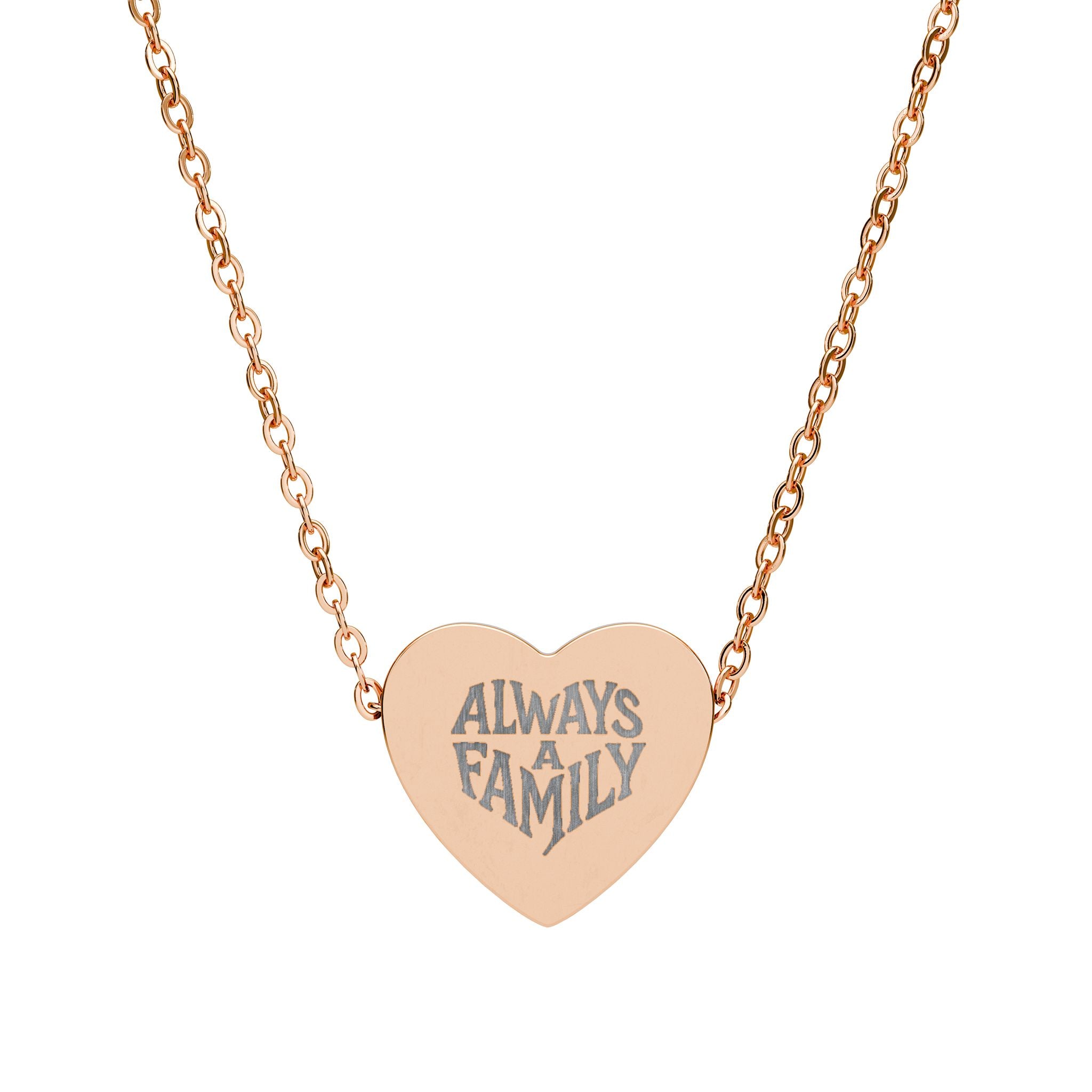 Engraved Heart Necklace — "Always Family" Personalized Pendant