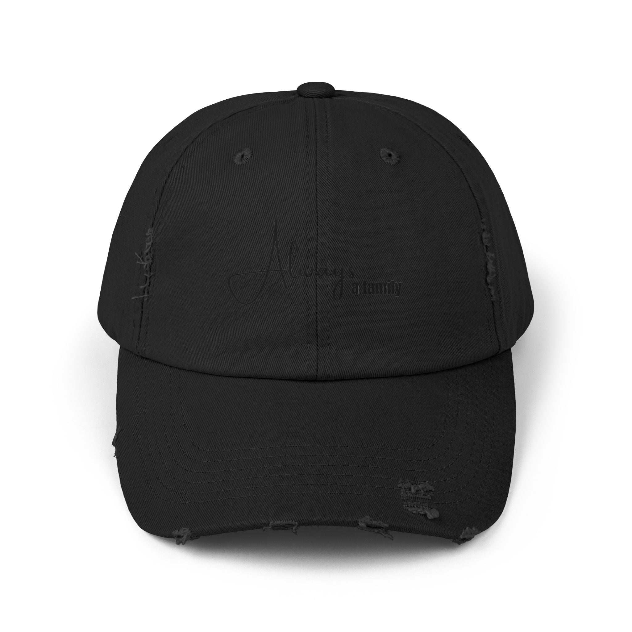 Distressed Black Baseball Cap — Vintage Washed Dad Hat