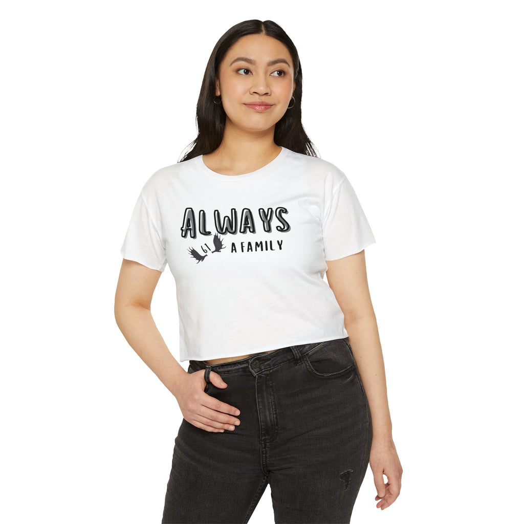 Always a Family signature 61 moose antlers  Relaxed Crop Tee