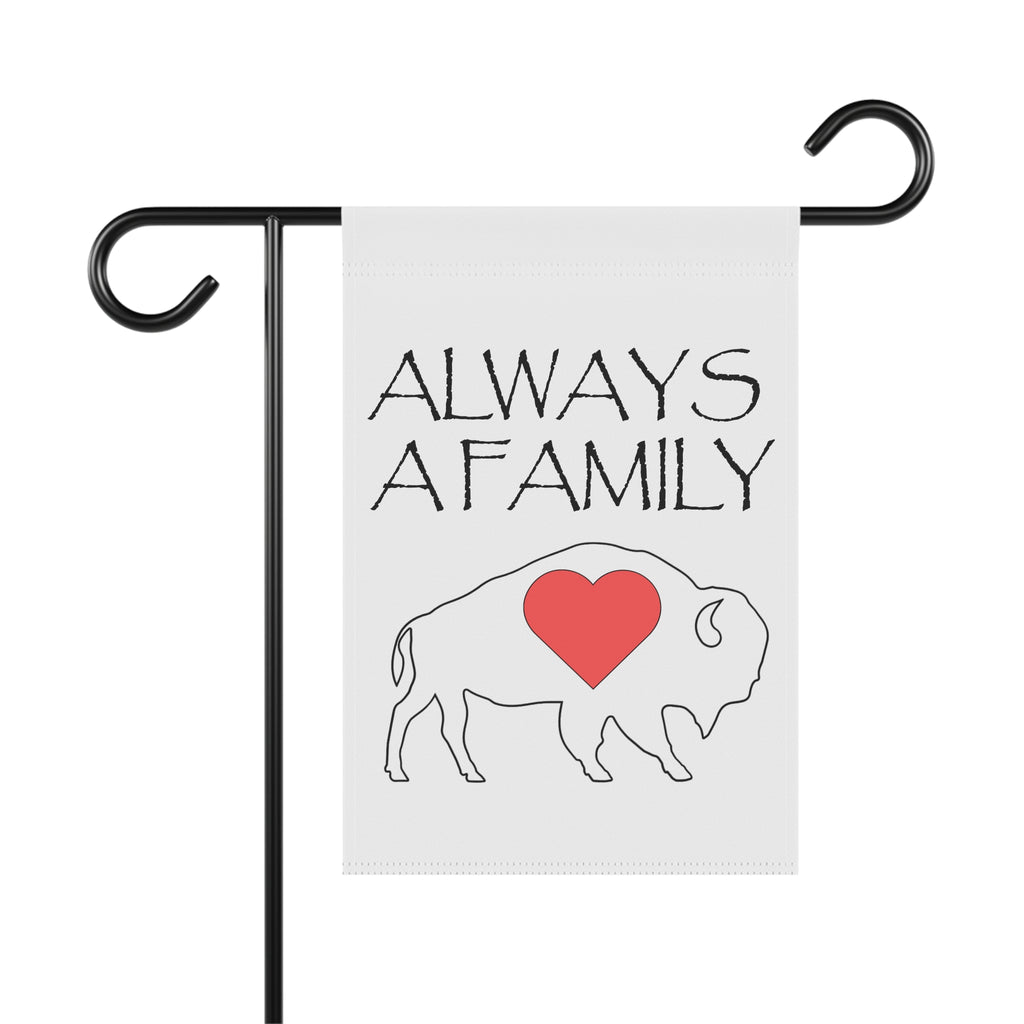 Always a Family Buffalo Garden Flag — Heartland Rustic House & Garden Banner