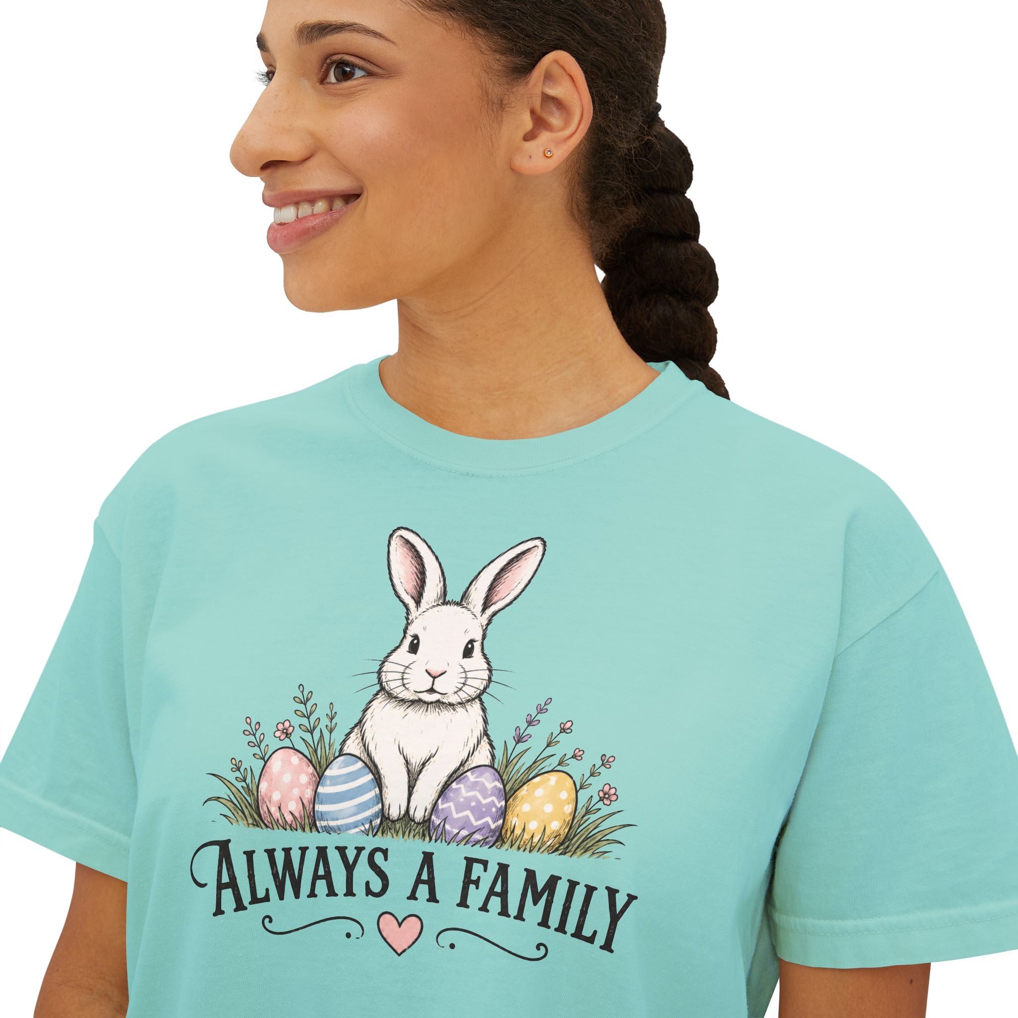 "Always a Family" Easter Women's Boxy Tee