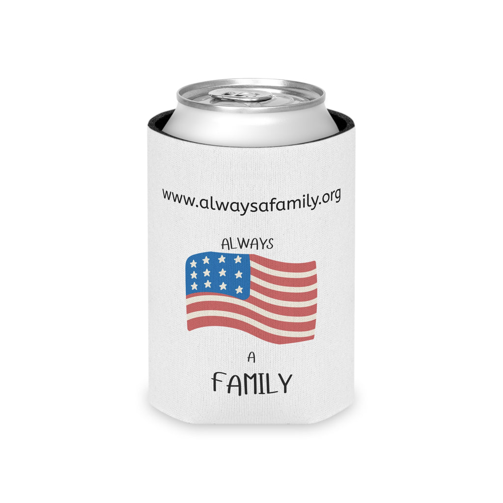 Patriotic 'Always A Family' Can Cooler — American Flag Beverage Koozie